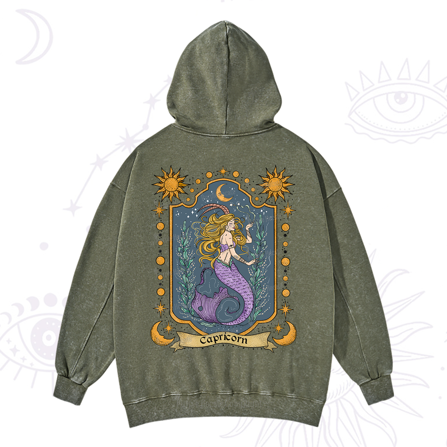 Purplehecate Capricorn Zodiac Washed Hoodie