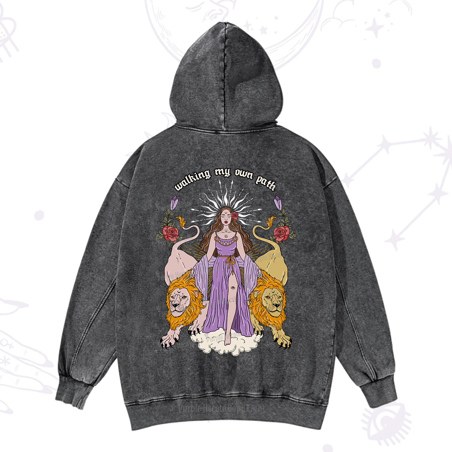 Purplehecate The Goddess Walking My Own Path Washed Hoodie