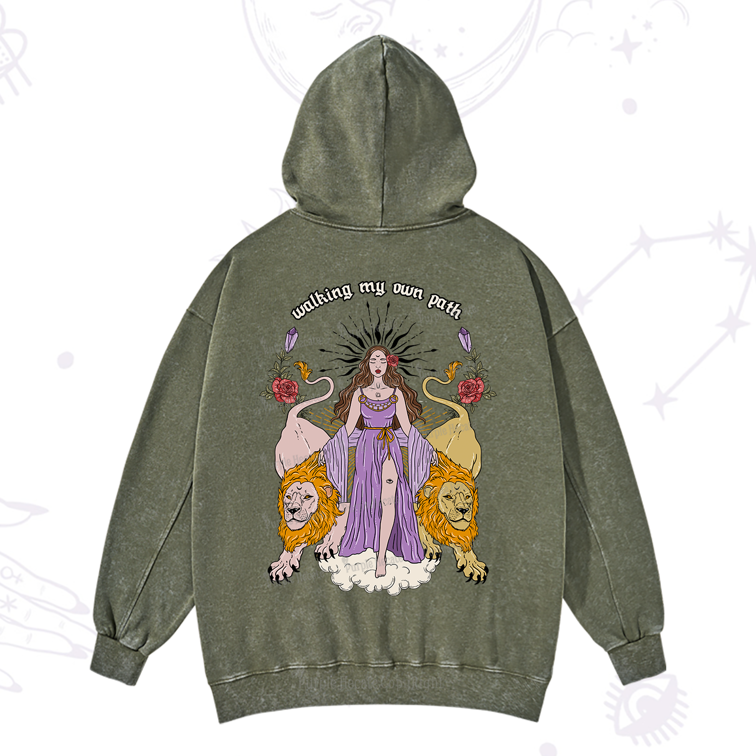 Purplehecate The Goddess Walking My Own Path Washed Hoodie