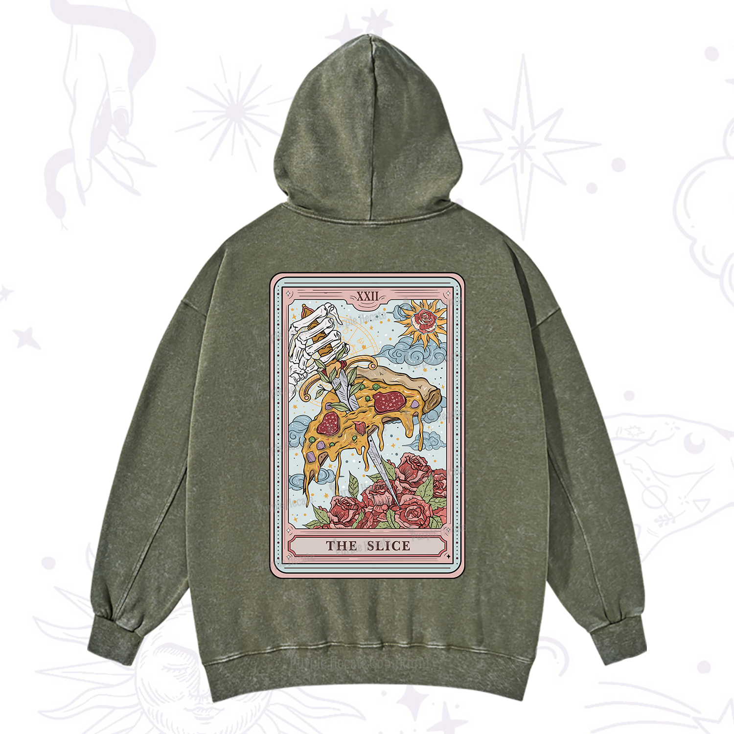 Purplehecate The Slice Food Tarot Washed Hoodie