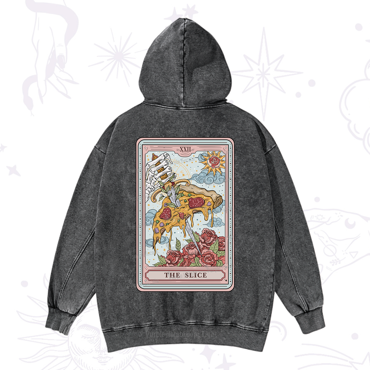 Purplehecate The Slice Food Tarot Washed Hoodie