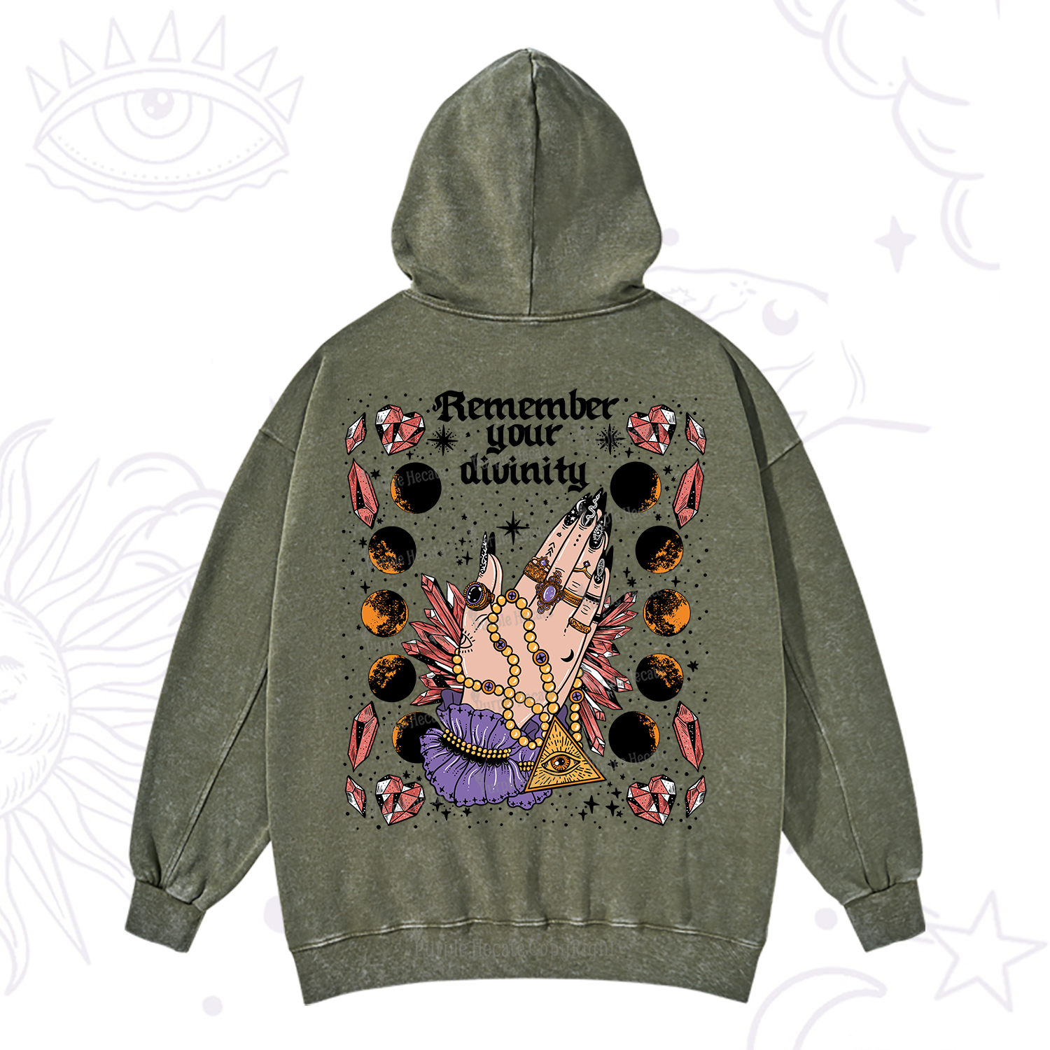 Purplehecate Remember Your Divinity Washed Hoodie