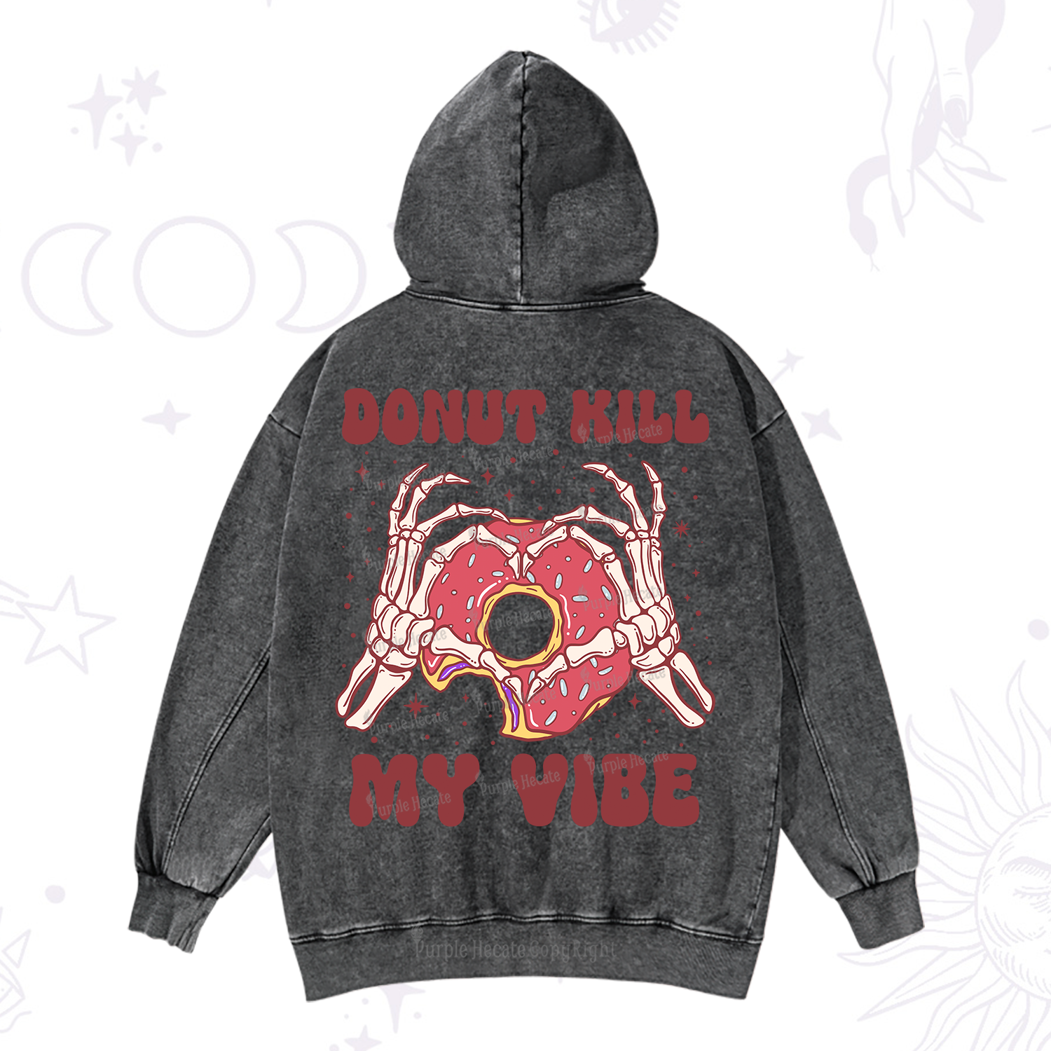 Purplehecate Donut Kill My Vibe Washed Hoodie