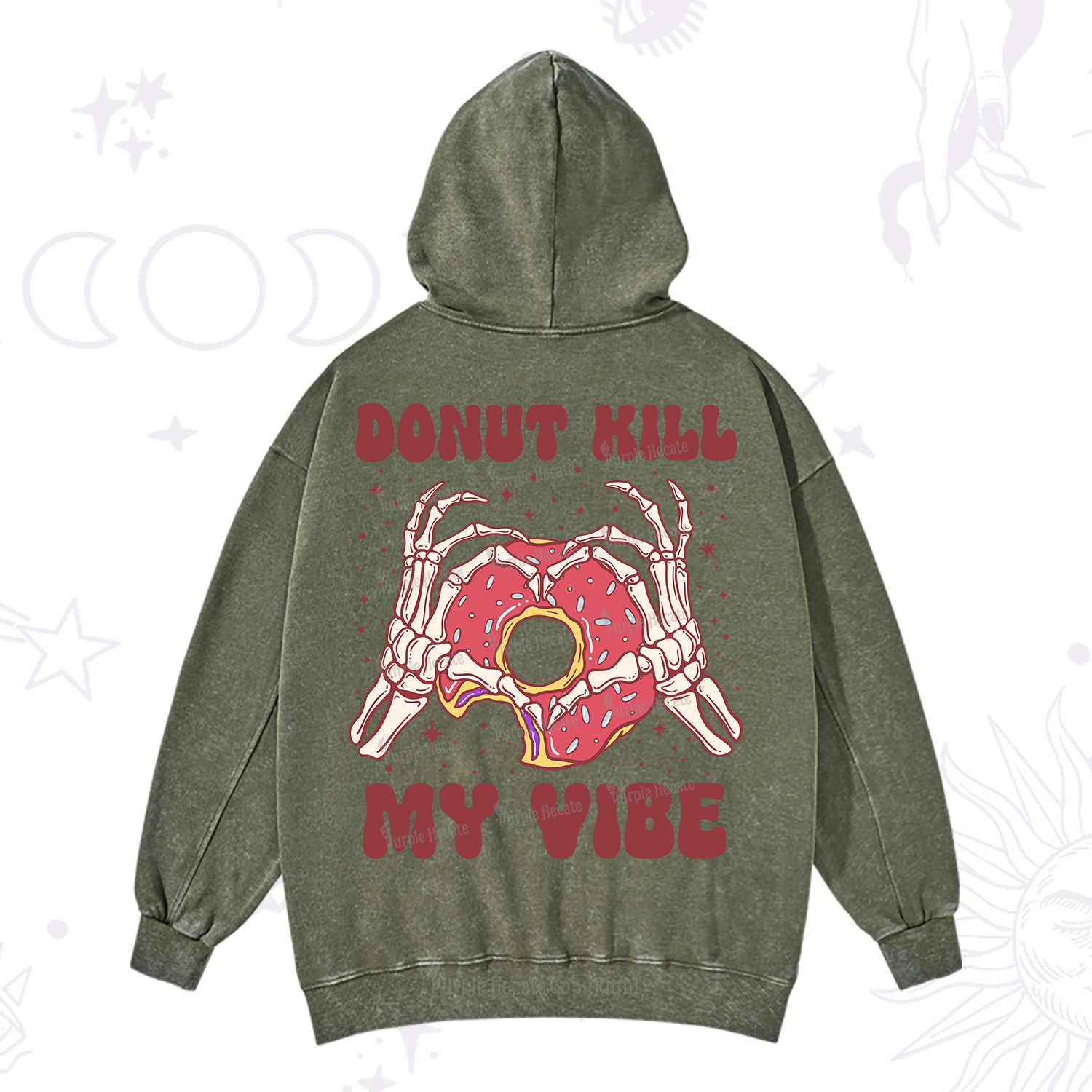 Purplehecate Donut Kill My Vibe Washed Hoodie