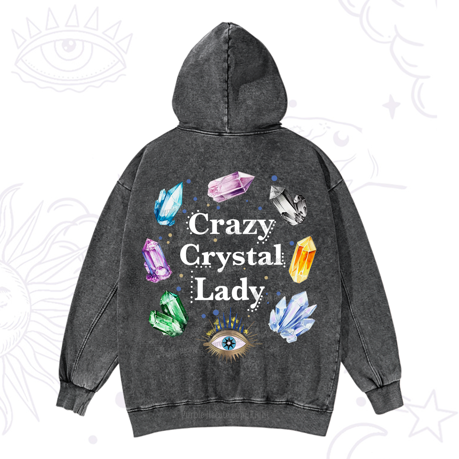 Purplehecate Crazy Crystal Lady Washed Hoodie