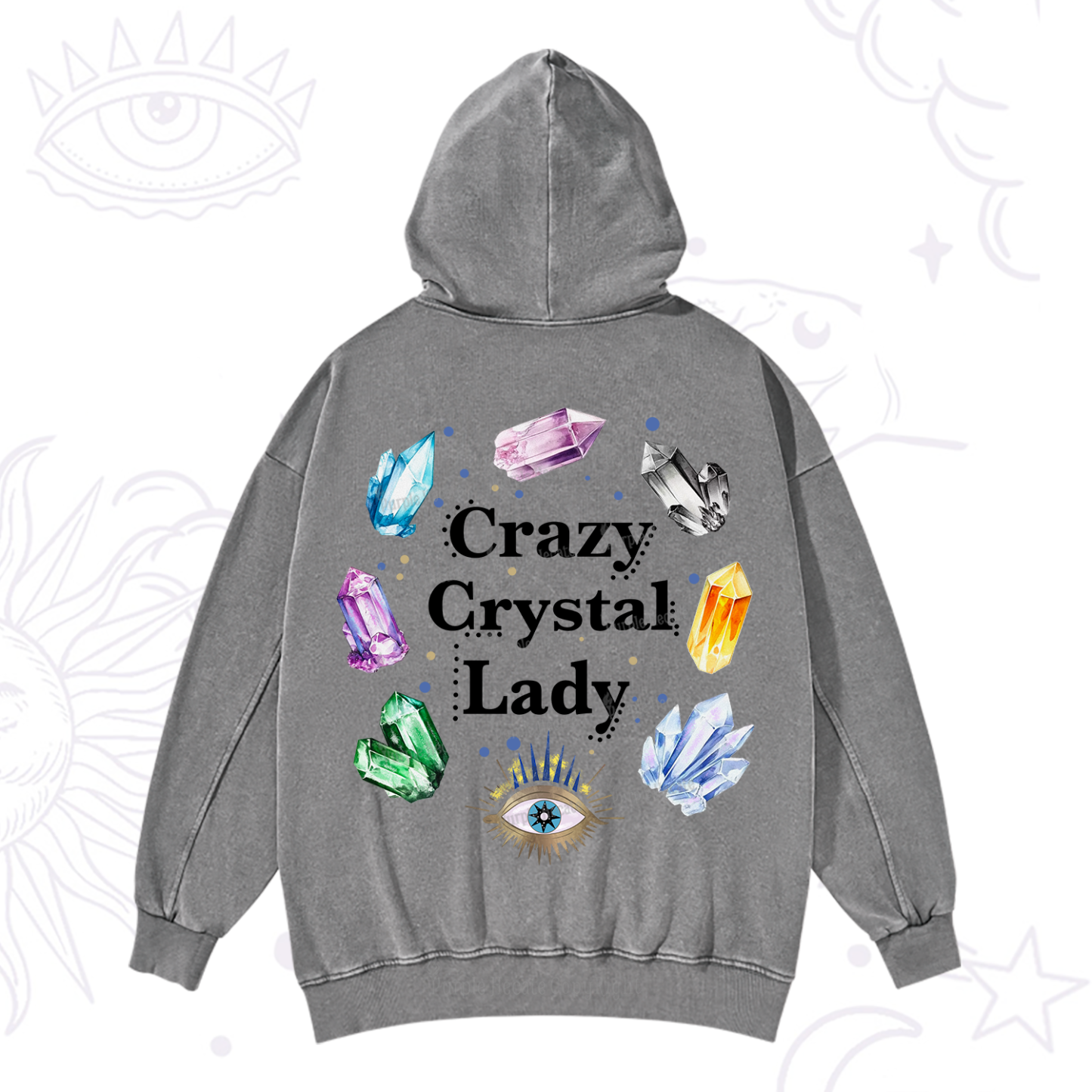 Purplehecate Crazy Crystal Lady Washed Hoodie