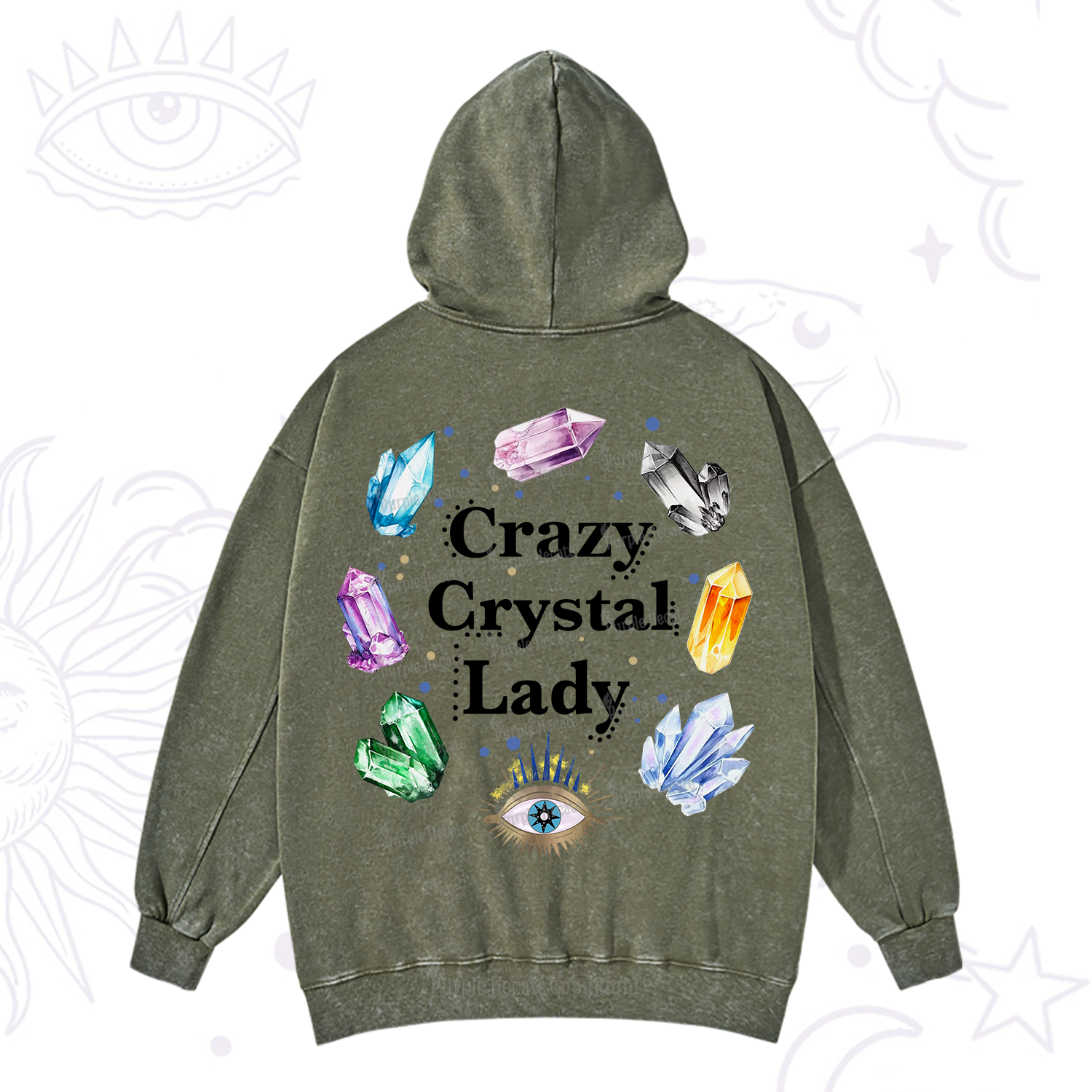 Purplehecate Crazy Crystal Lady Washed Hoodie