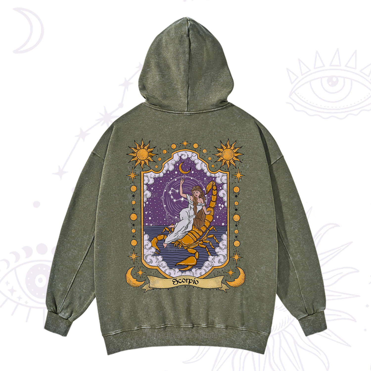 Purplehecate Scorpio Zodiac Washed Hoodie