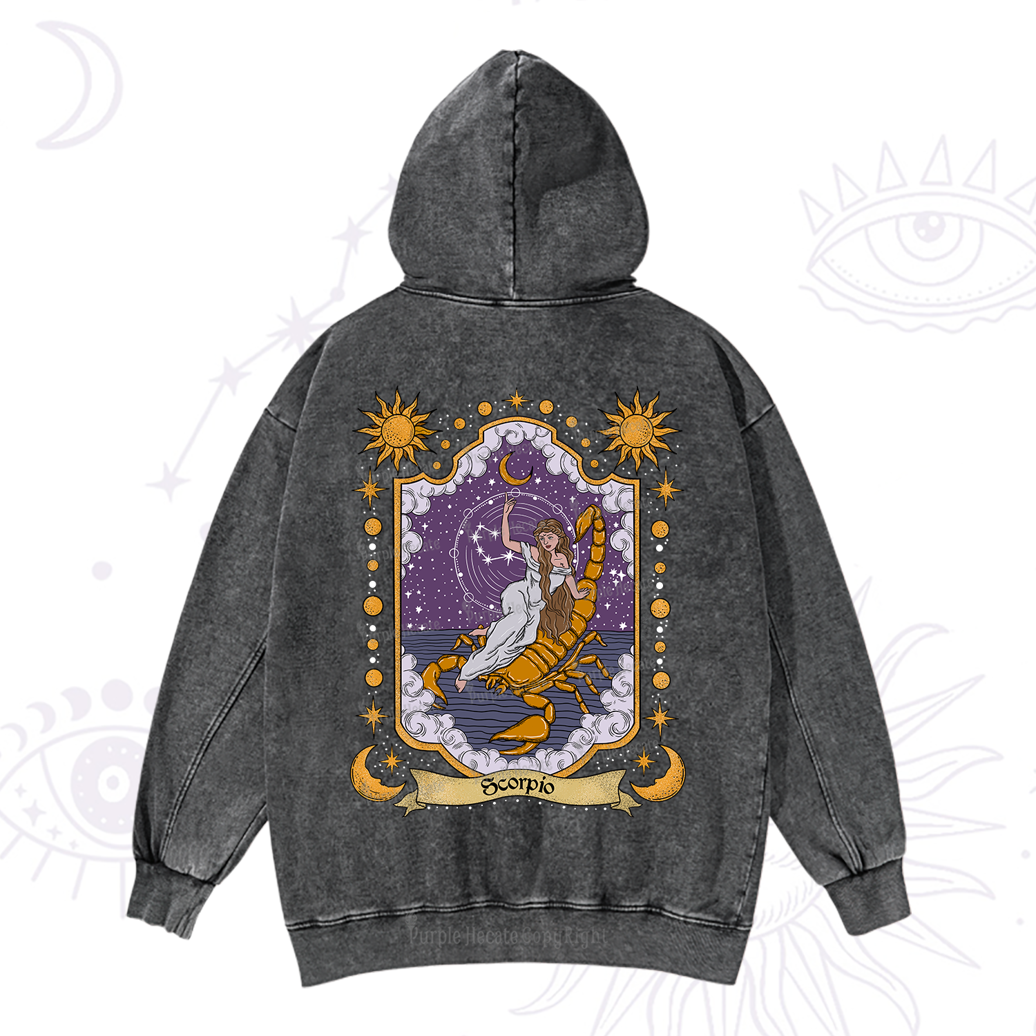 Purplehecate Scorpio Zodiac Washed Hoodie
