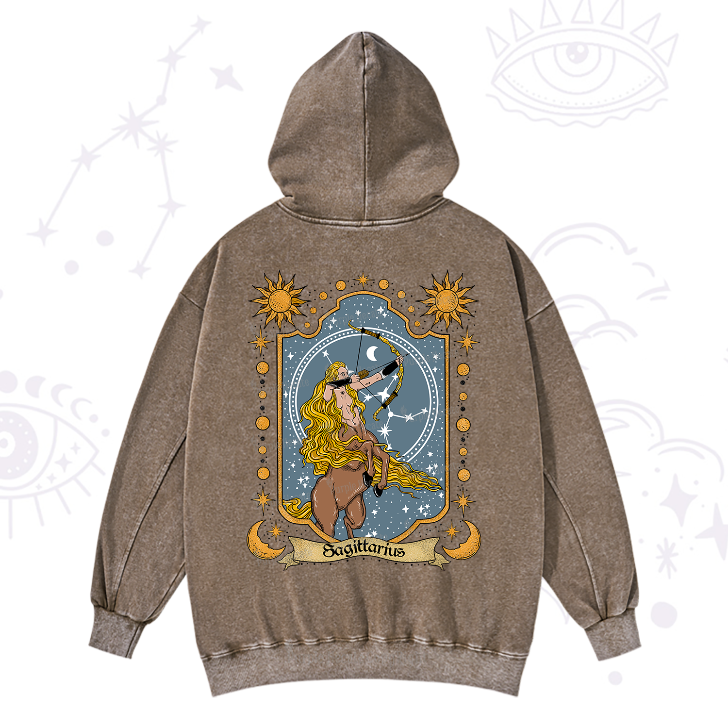 Purplehecate Sagittarius Zodiac Washed Hoodie