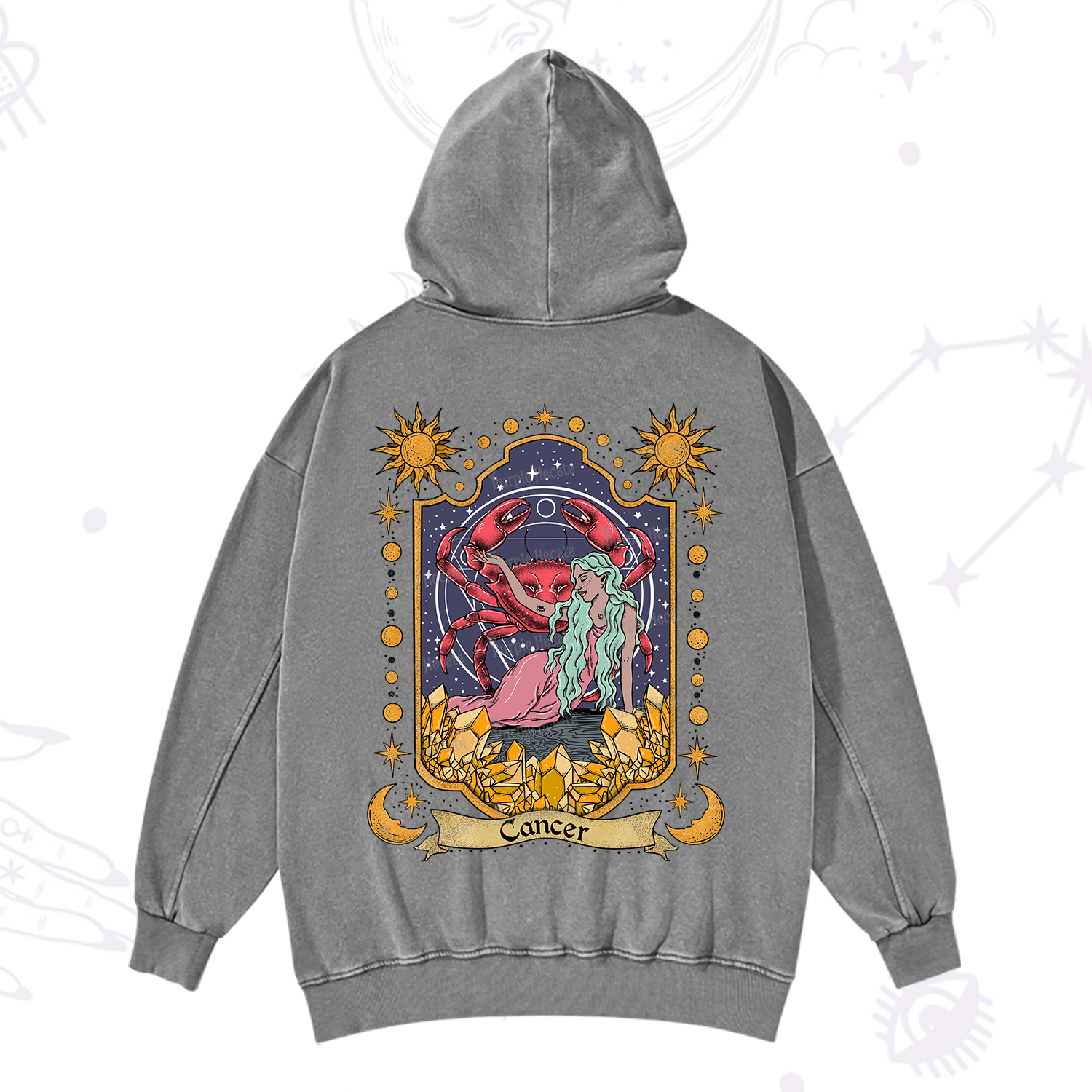 Purplehecate Cancer Zodiac Washed Hoodie