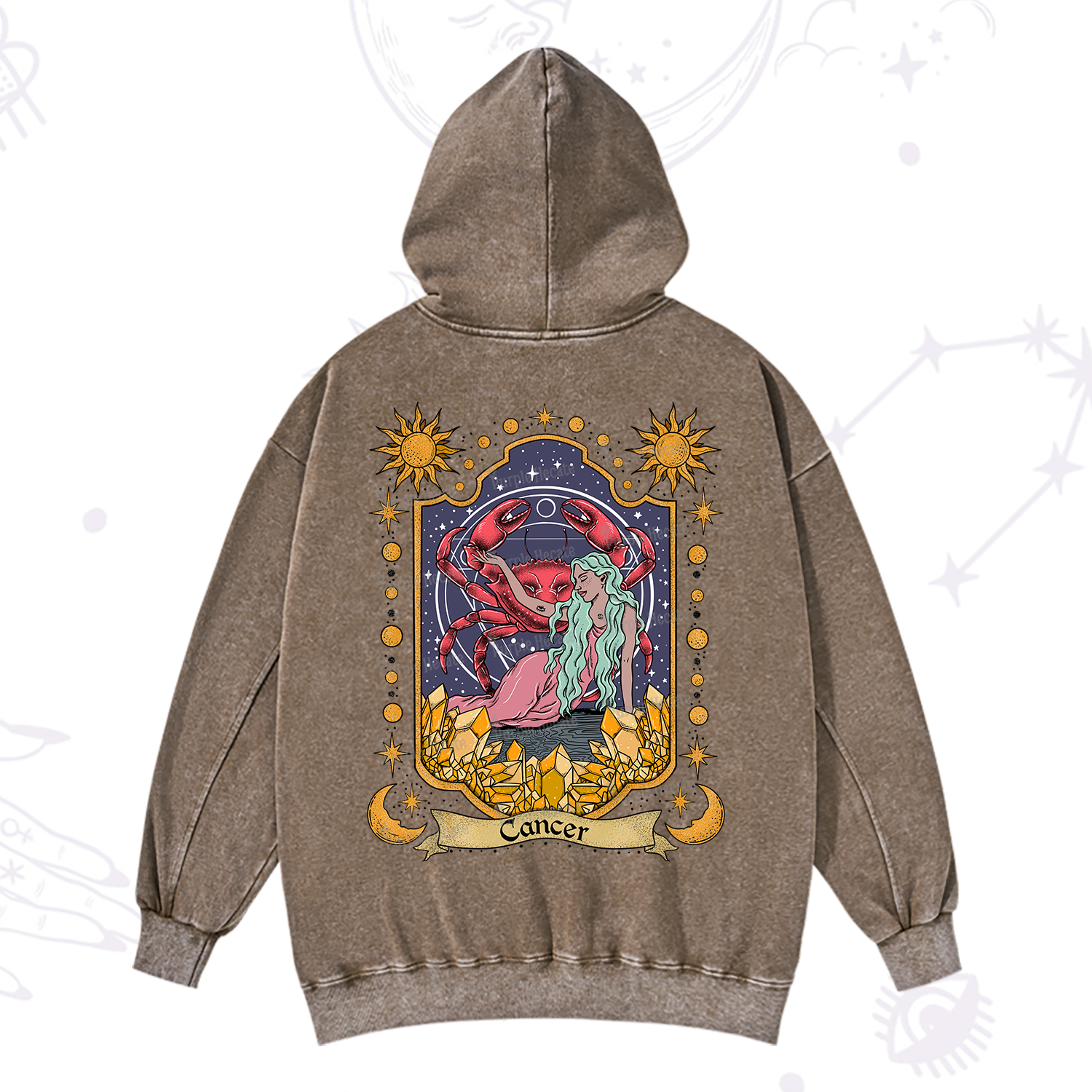 Purplehecate Cancer Zodiac Washed Hoodie