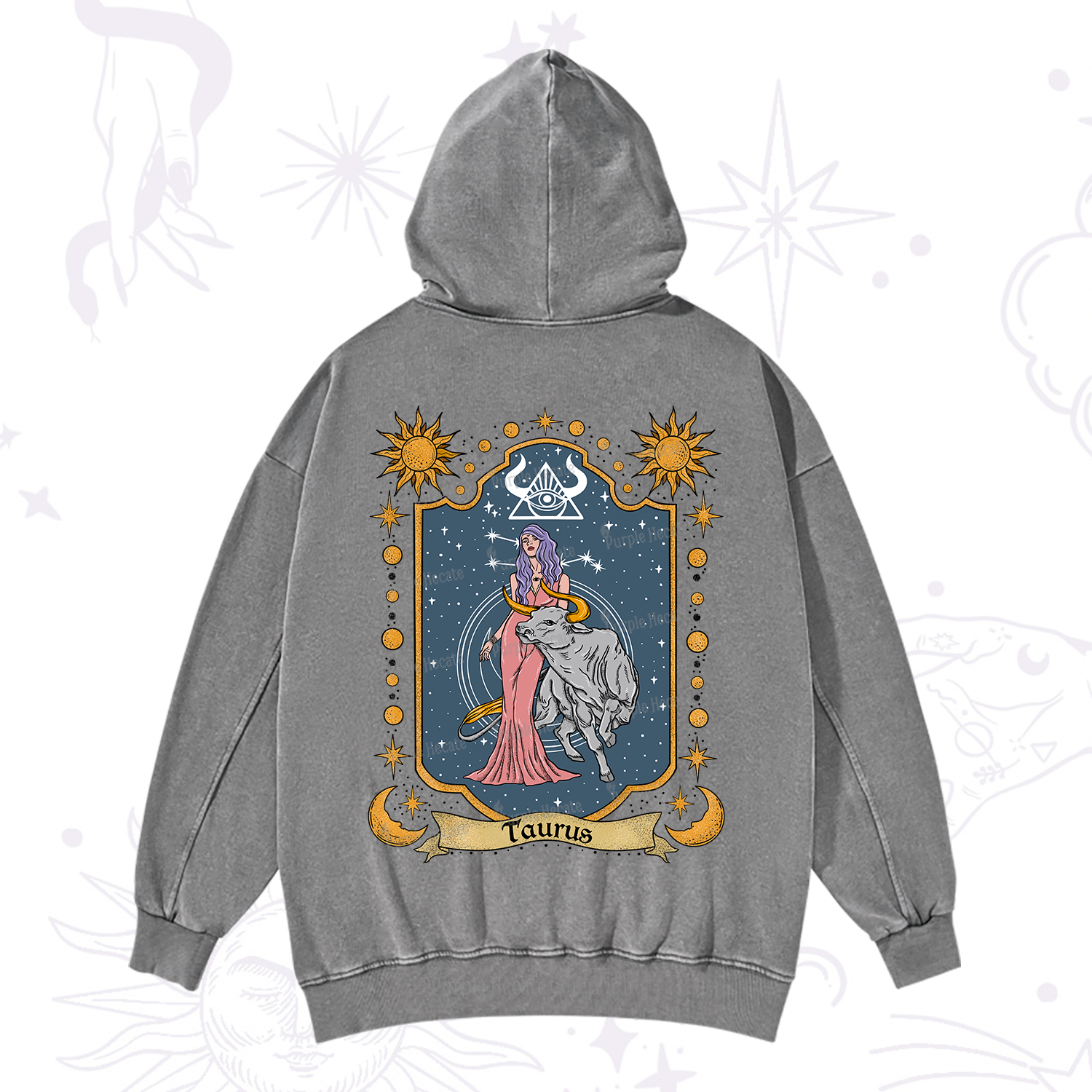 Purplehecate Taurus Zodiac Washed Hoodie