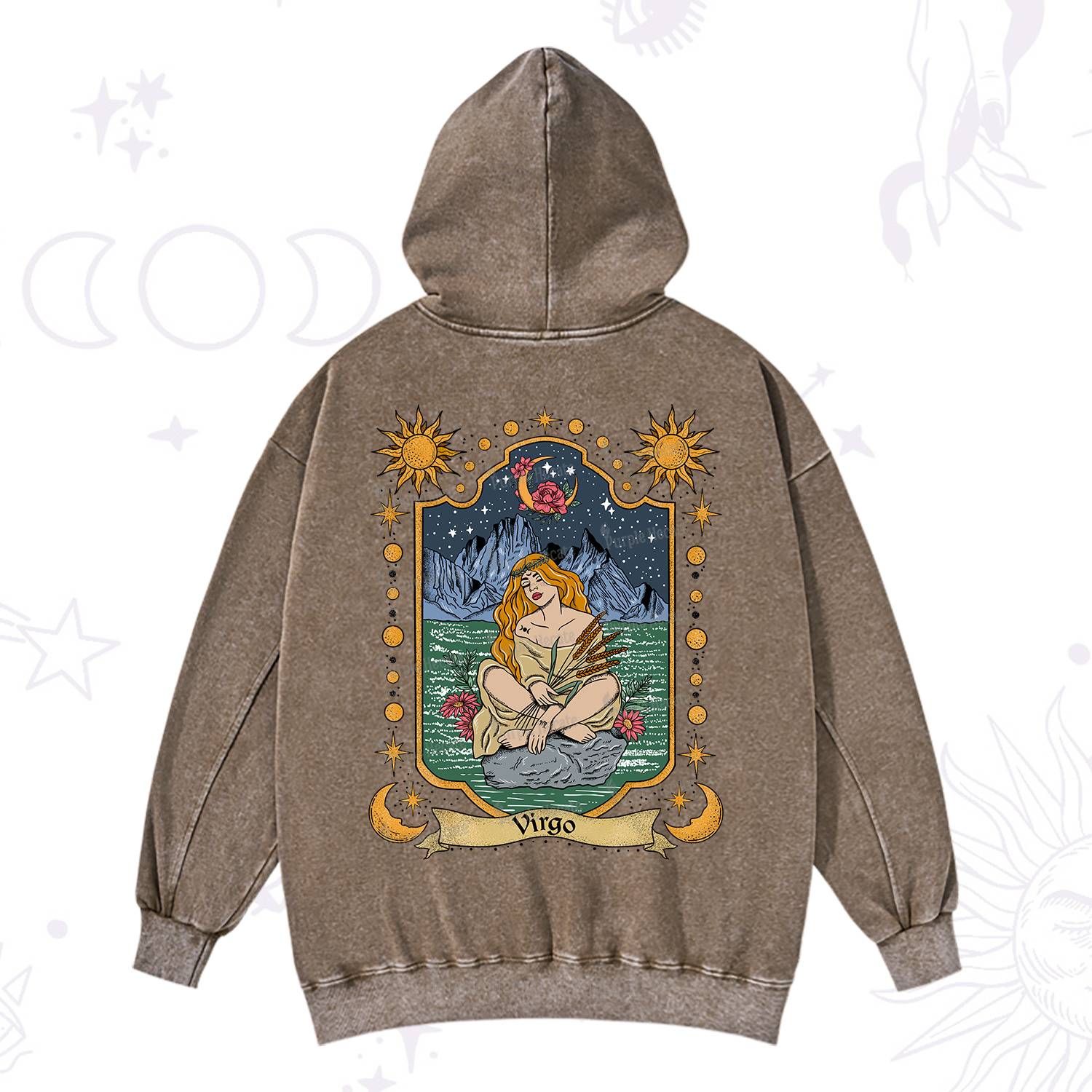 Purplehecate Virgo Zodiac Washed Hoodie