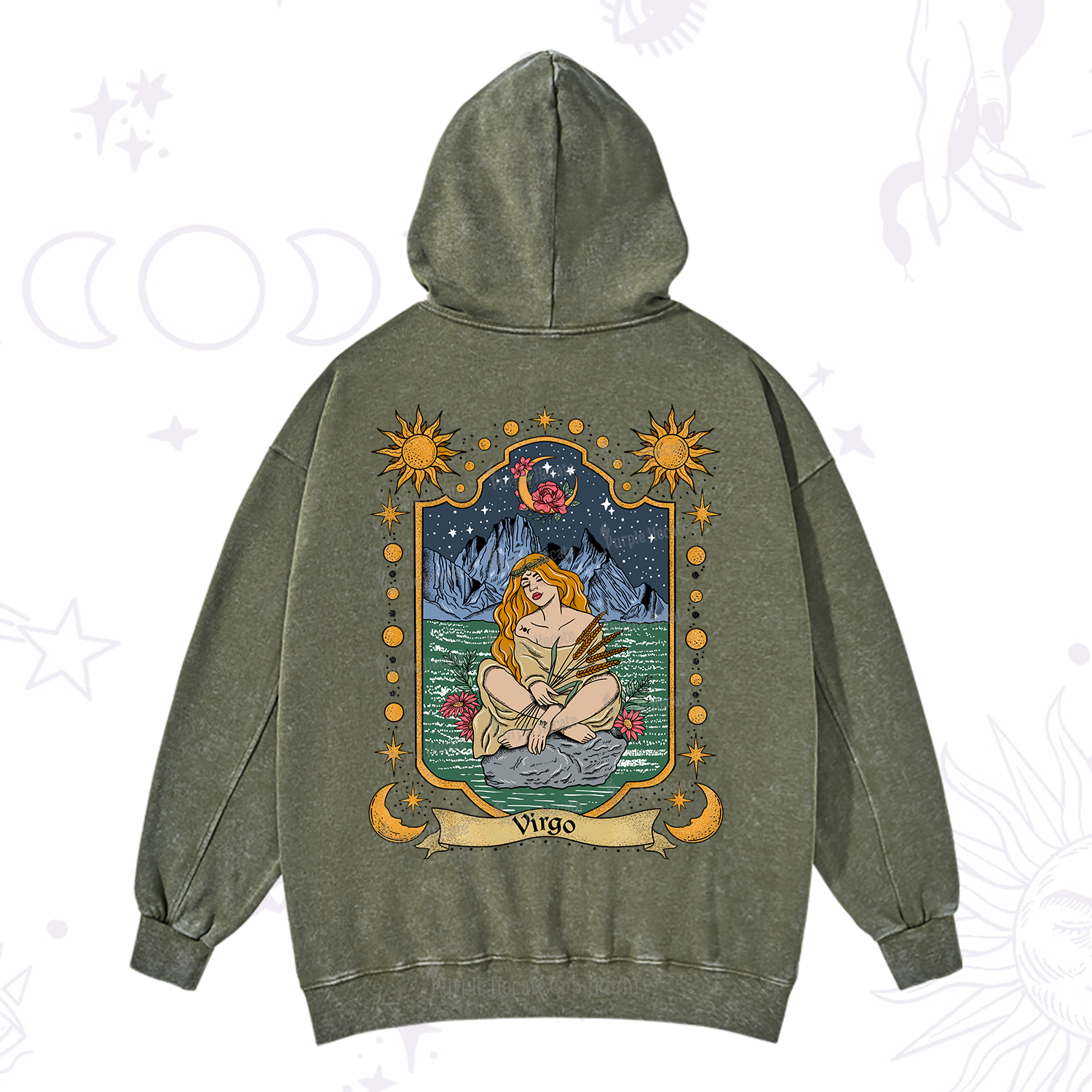 Purplehecate Virgo Zodiac Washed Hoodie