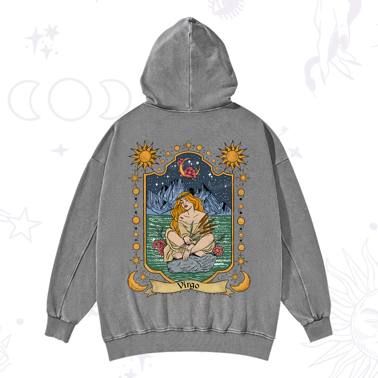 Purplehecate Virgo Zodiac Washed Hoodie