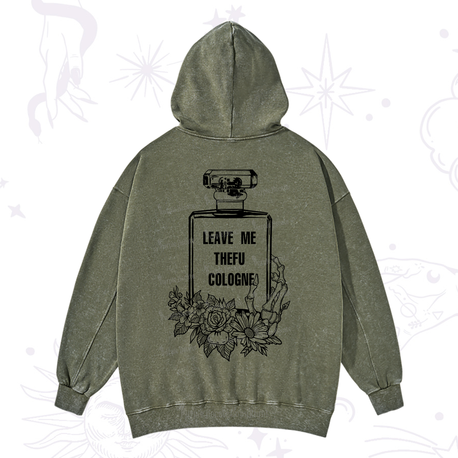 Purplehecate Leave Me TheFU Cologne Washed Hoodie