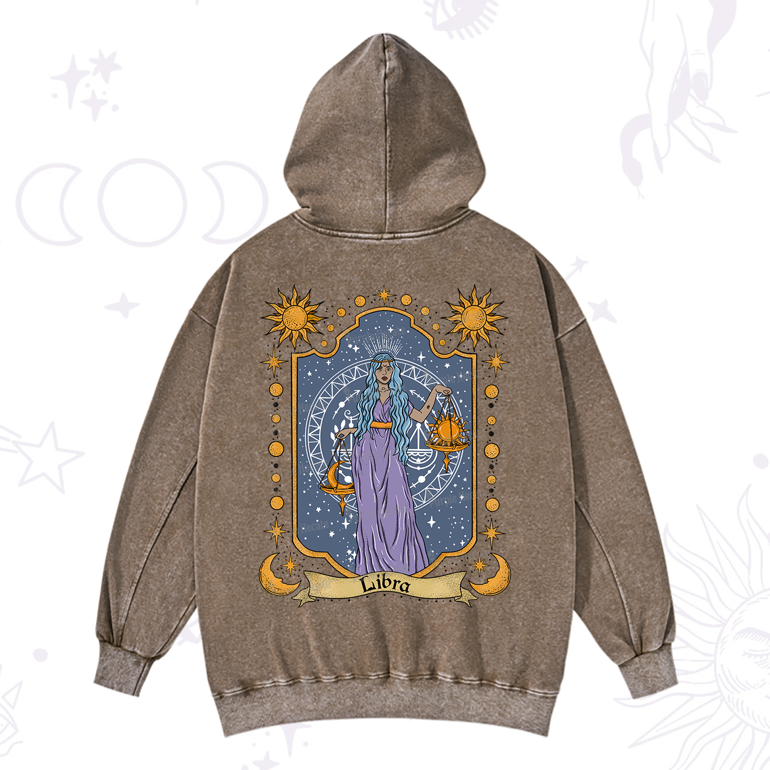 Purplehecate Libra Zodiac Washed Hoodie