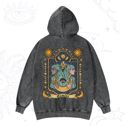 Purplehecate Gemini Zodiac Washed Hoodie