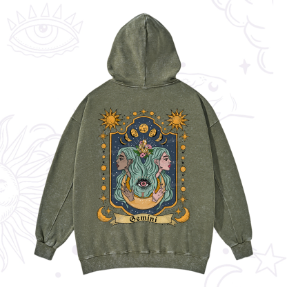 Purplehecate Gemini Zodiac Washed Hoodie