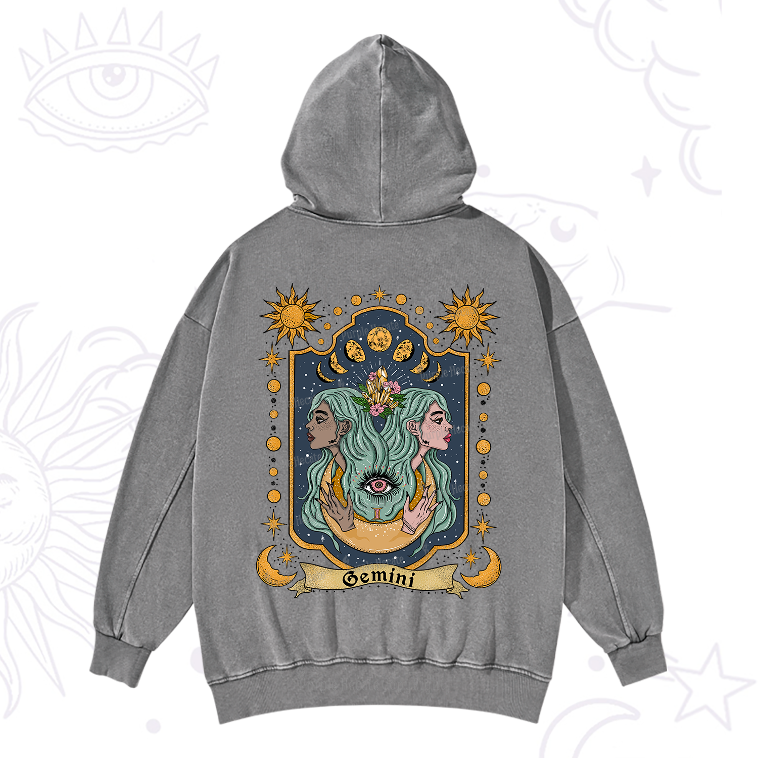 Purplehecate Gemini Zodiac Washed Hoodie
