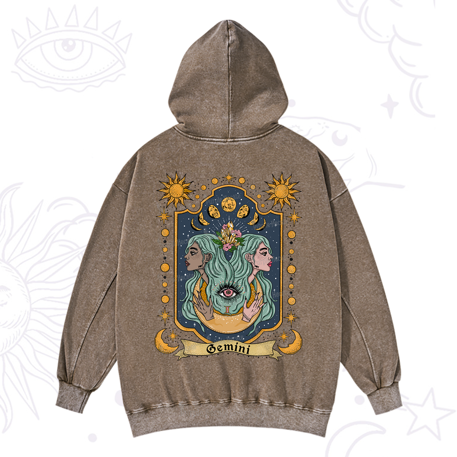 Purplehecate Gemini Zodiac Washed Hoodie