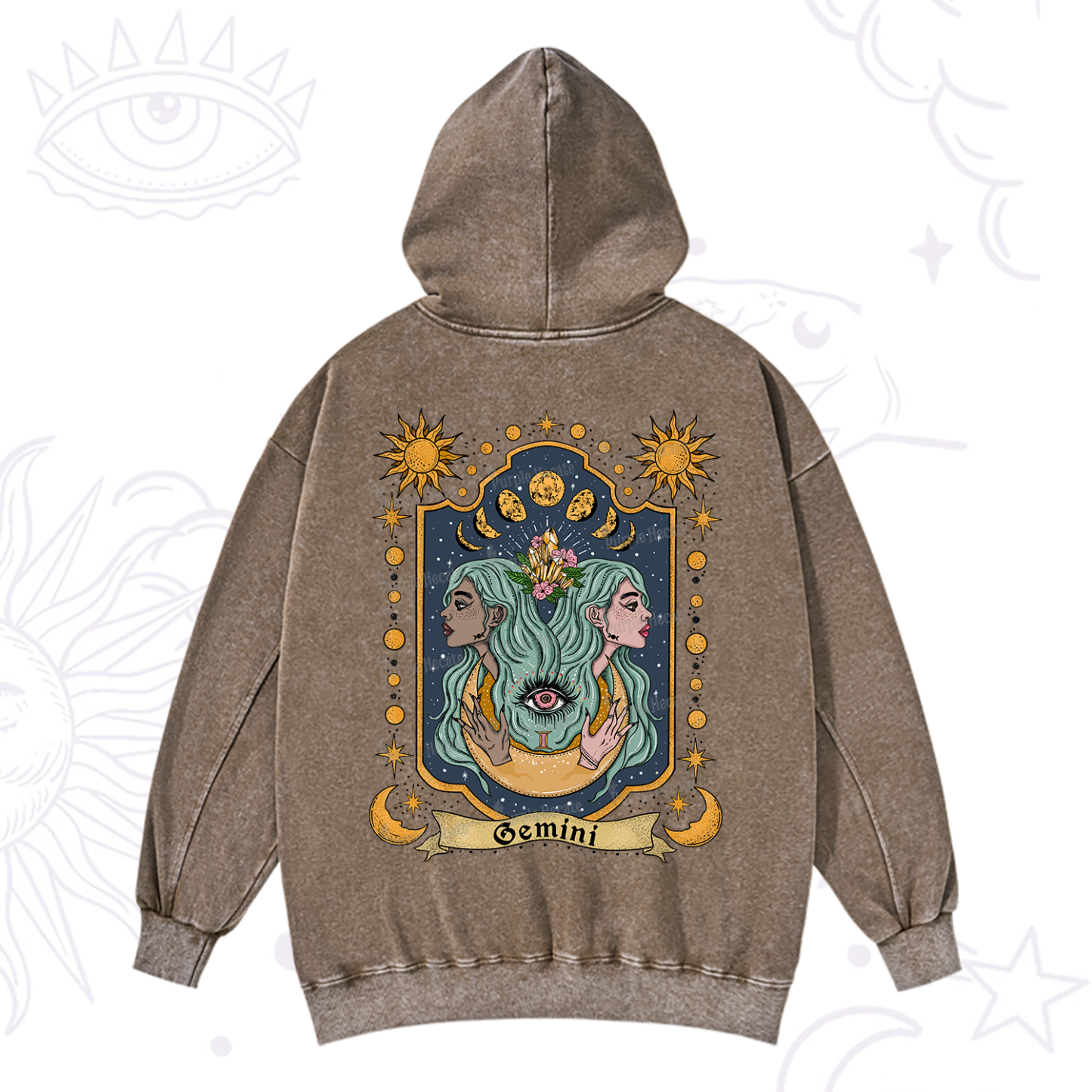 Purplehecate Gemini Zodiac Washed Hoodie