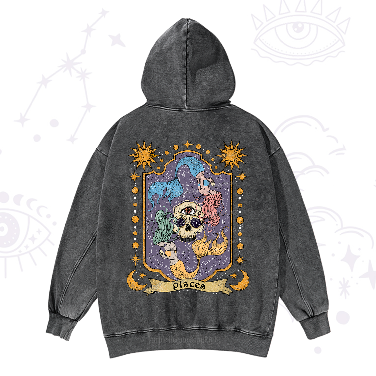 Purplehecate Pisces Zodiac Washed Hoodie