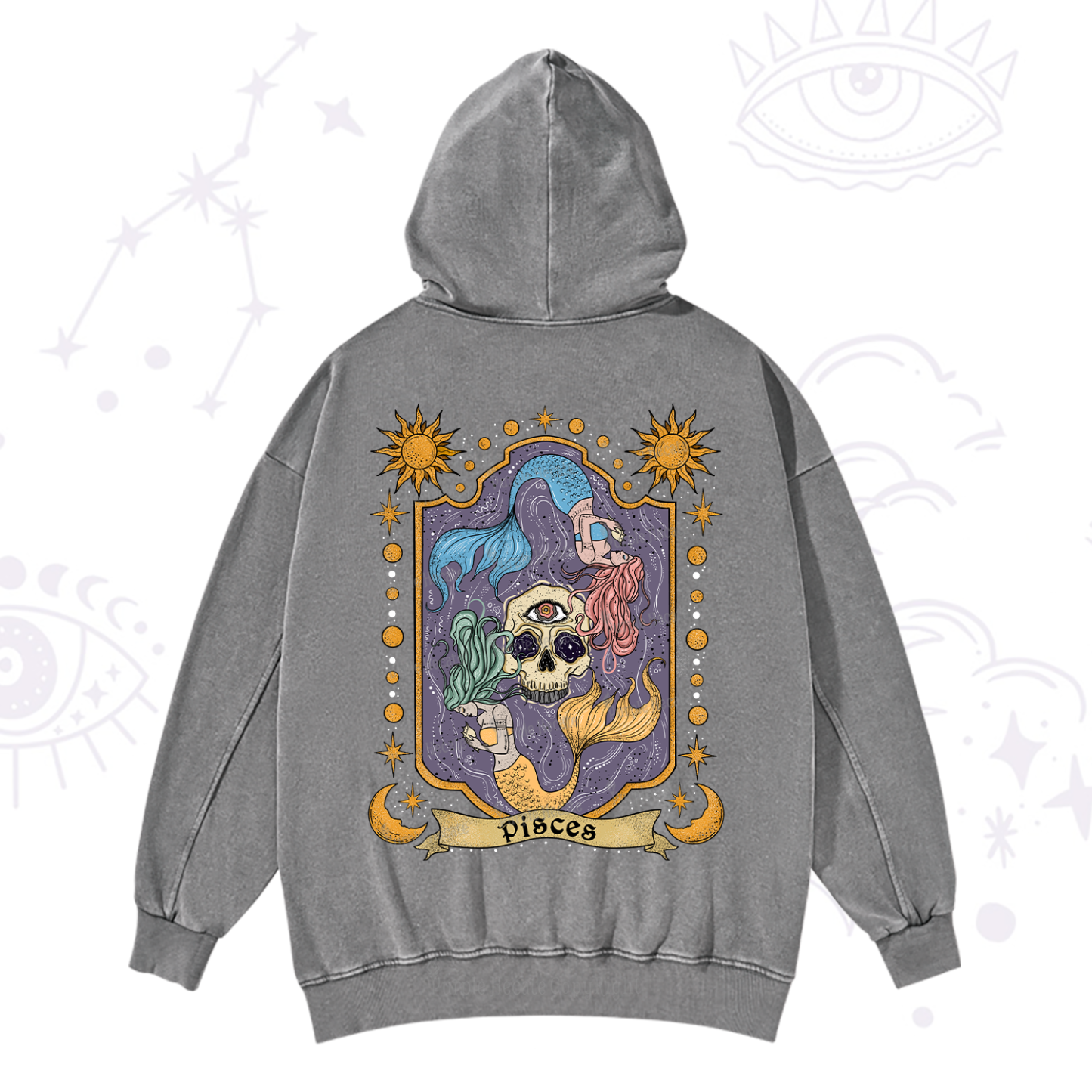 Purplehecate Pisces Zodiac Washed Hoodie
