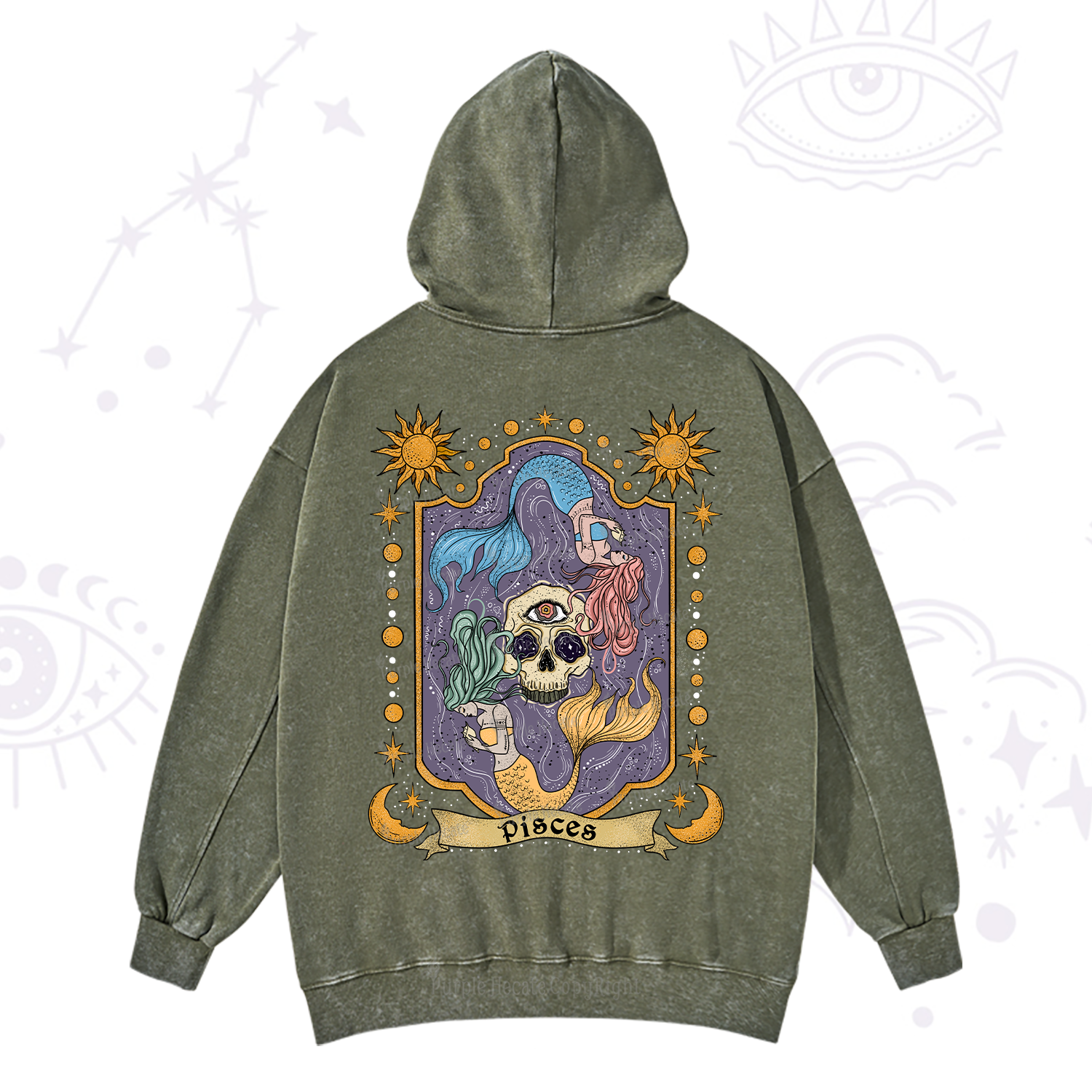 Purplehecate Pisces Zodiac Washed Hoodie