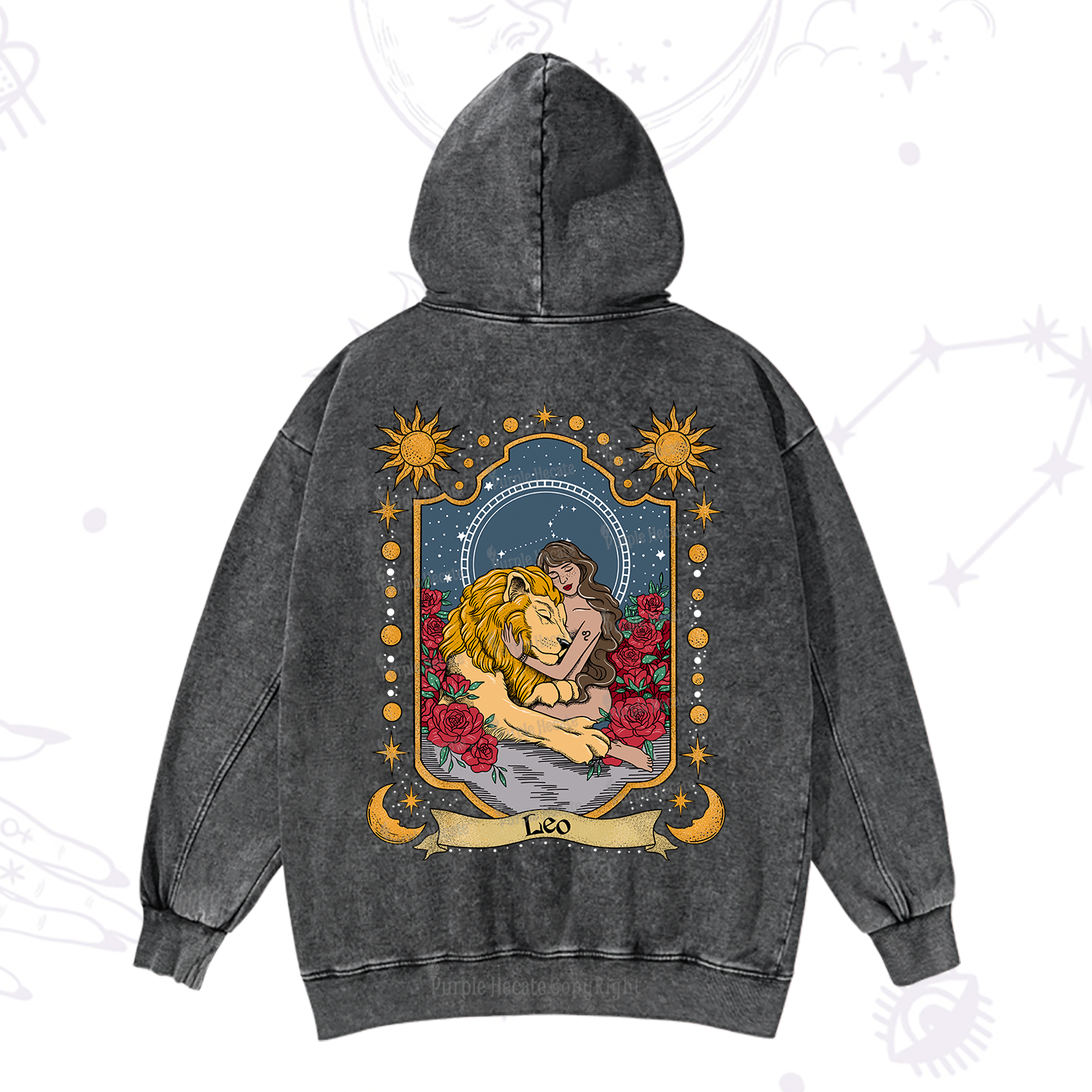 Purplehecate Leo Zodiac Washed Hoodie