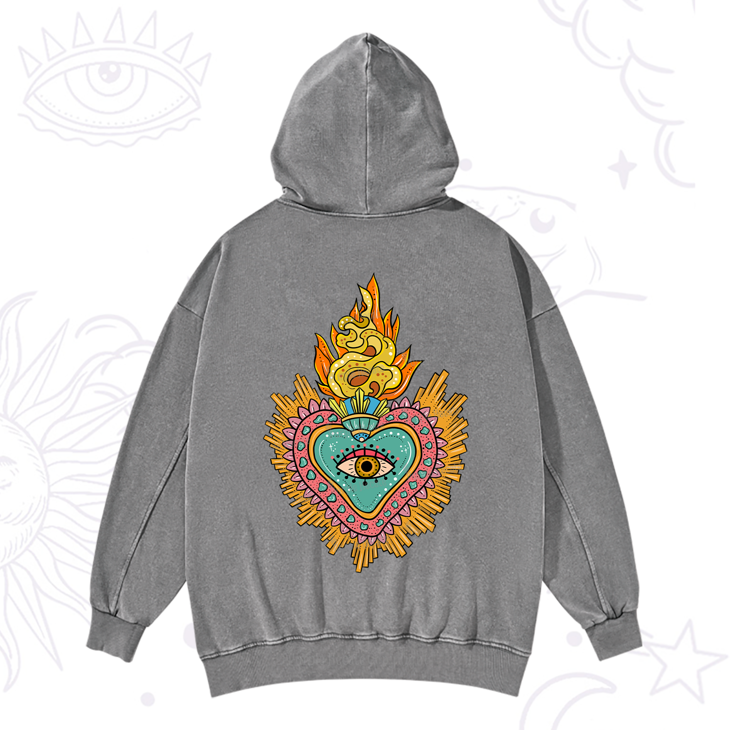Purplehecate Rainbow Sacred Heart Washed Hoodie