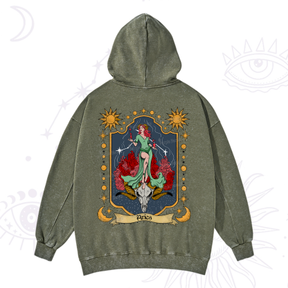 Purplehecate Aries Zodiac Washed Hoodie