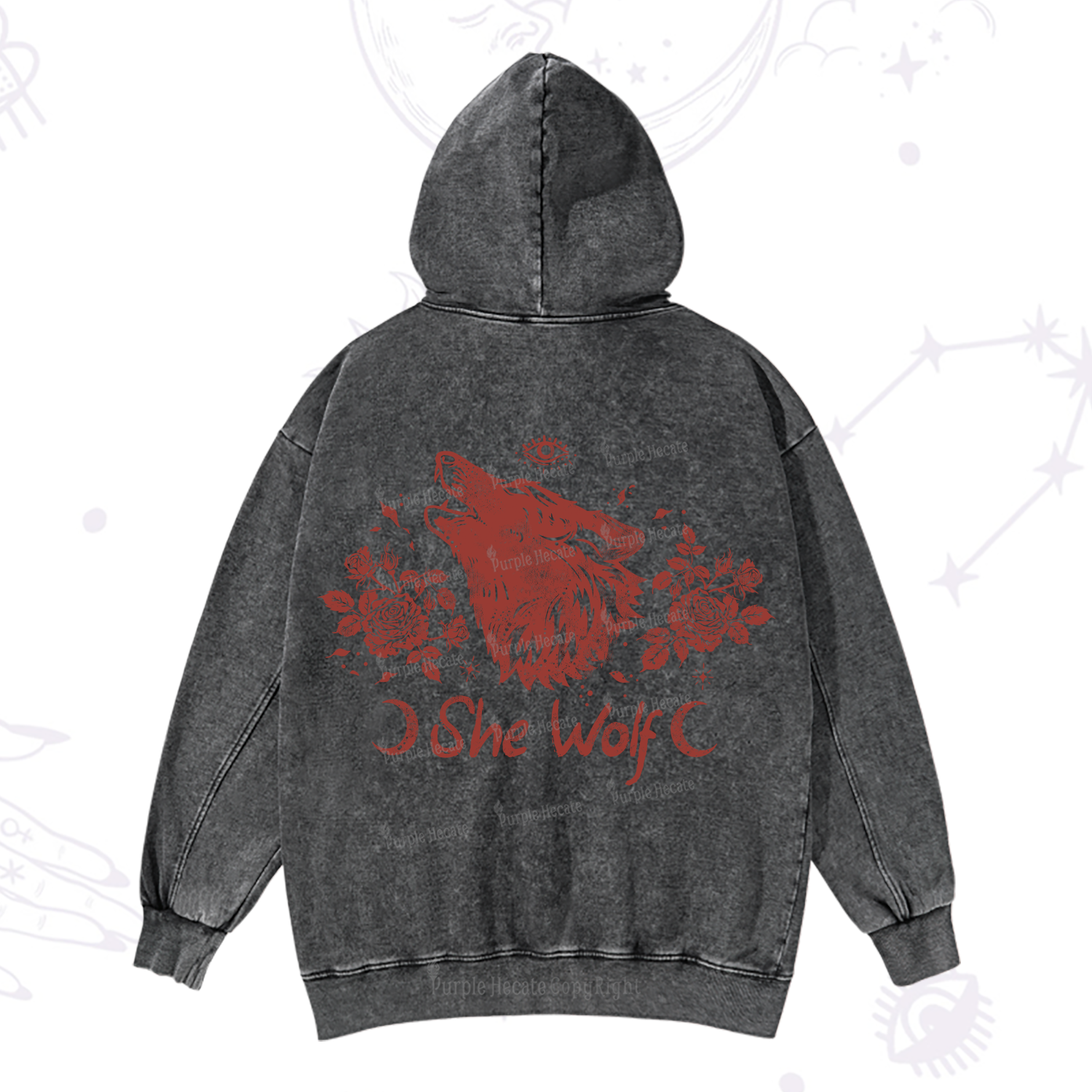 Purplehecate She Wolf Washed Hoodie