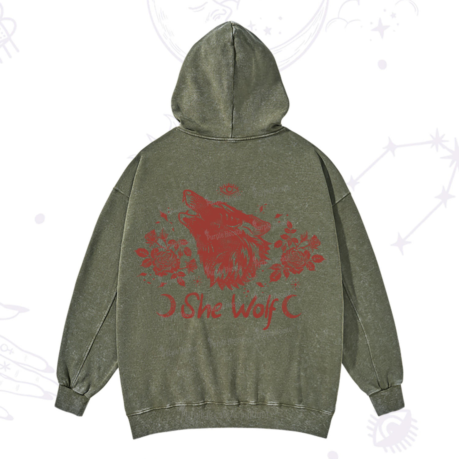 Purplehecate She Wolf Washed Hoodie