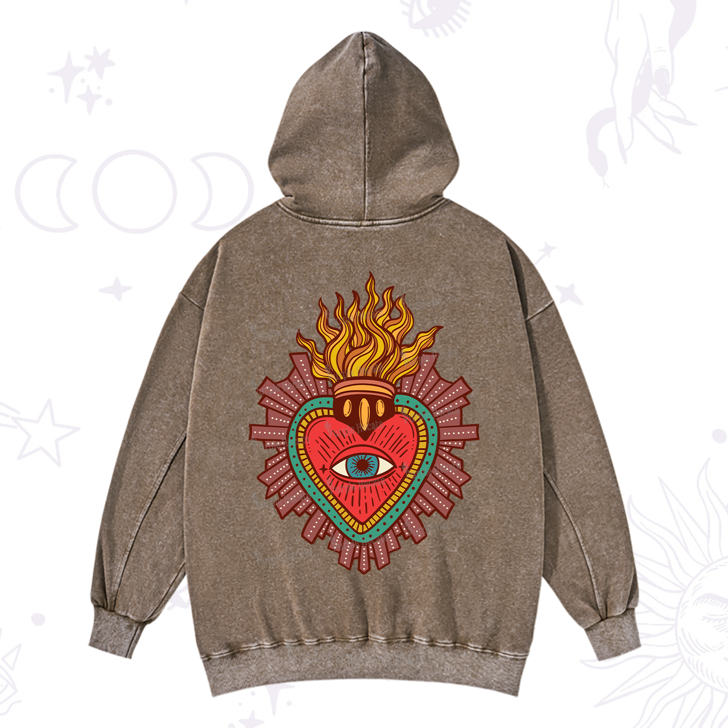 Purplehecate Sacred Heart Washed Hoodie