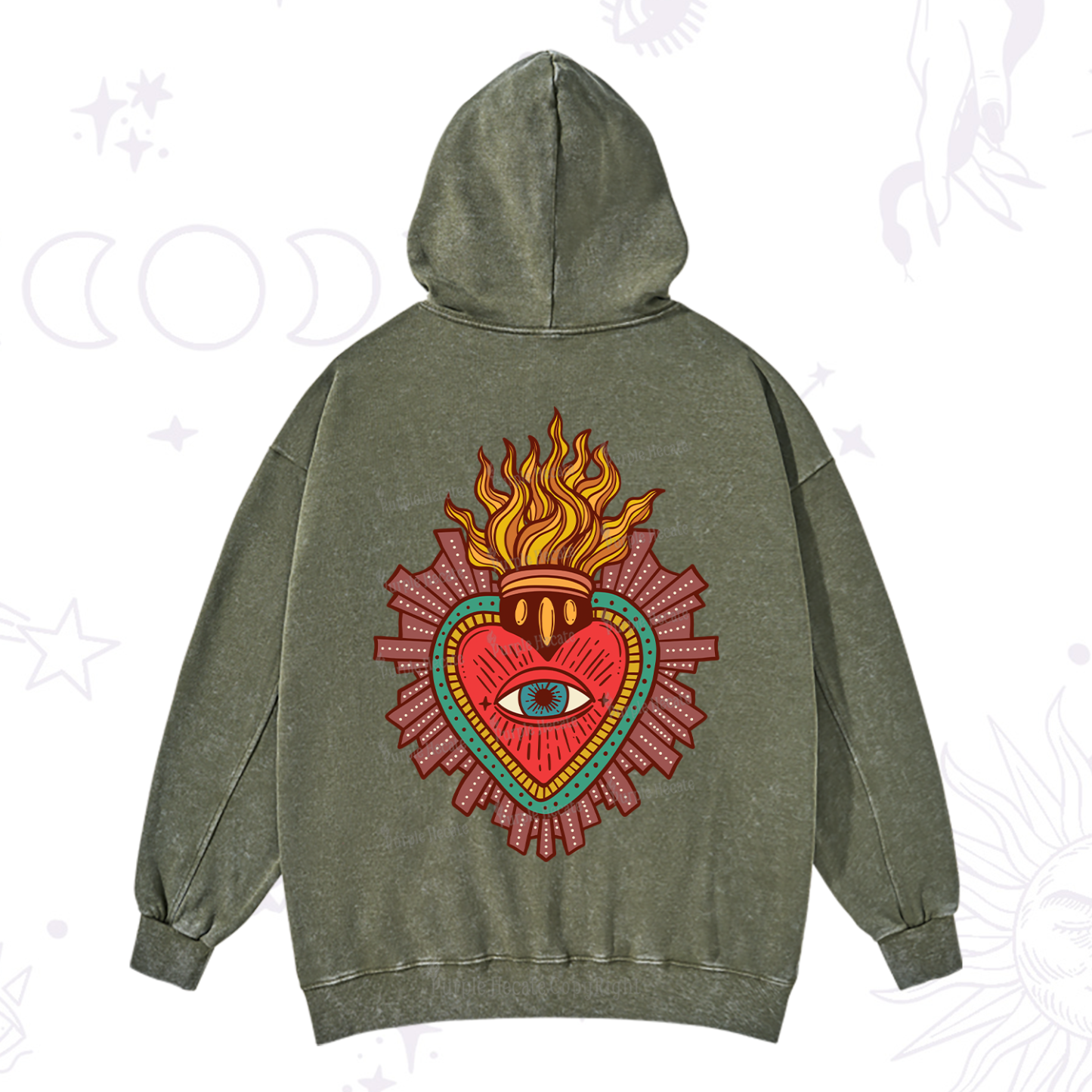 Purplehecate Sacred Heart Washed Hoodie