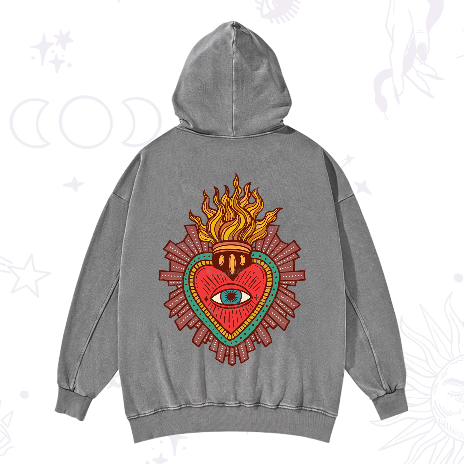 Purplehecate Sacred Heart Washed Hoodie