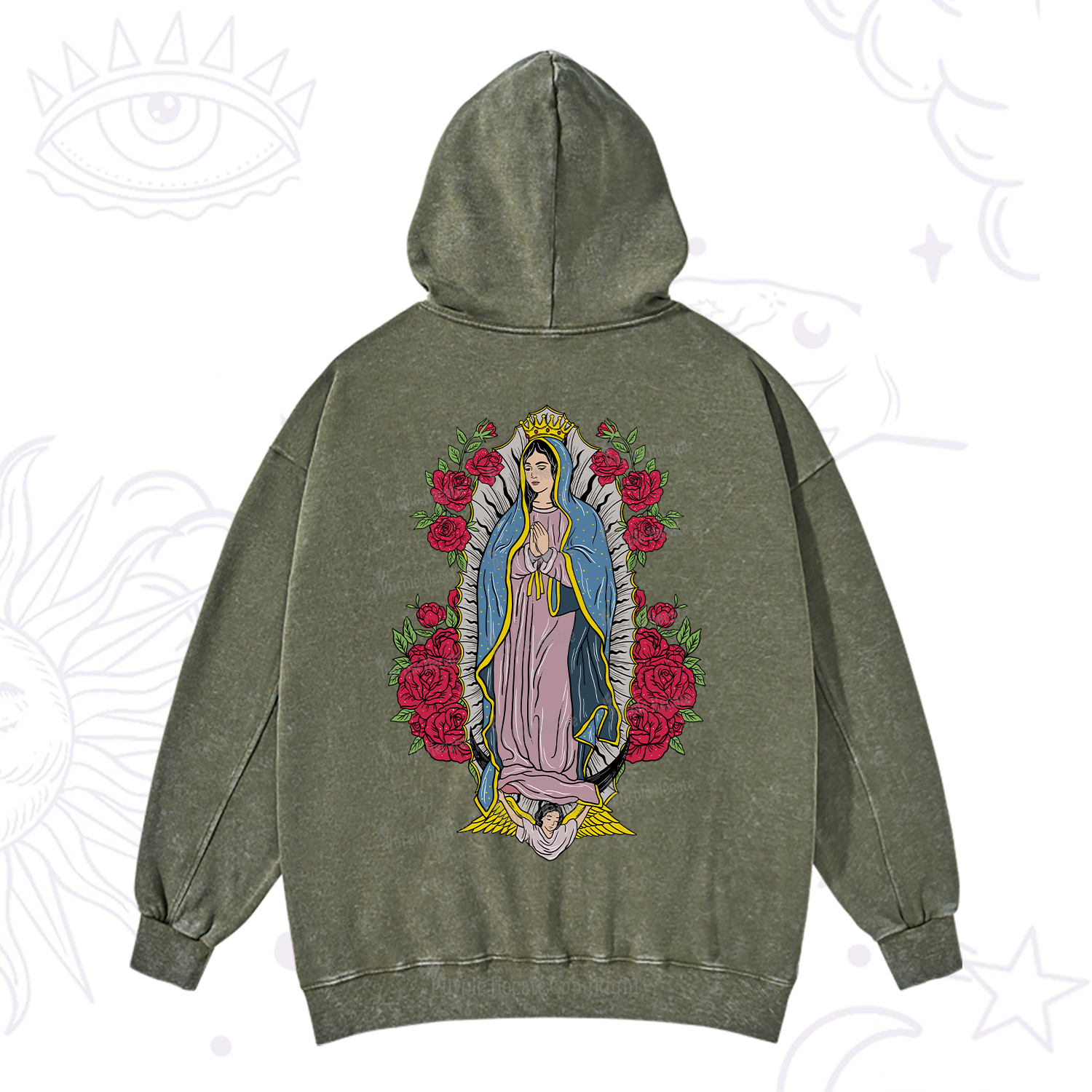 Purplehecate Mother Mary Washed Hoodie