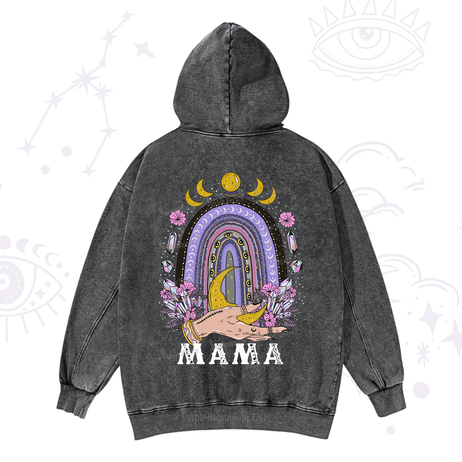 Purplehecate Gothic Mama Rainbow Washed Hoodie