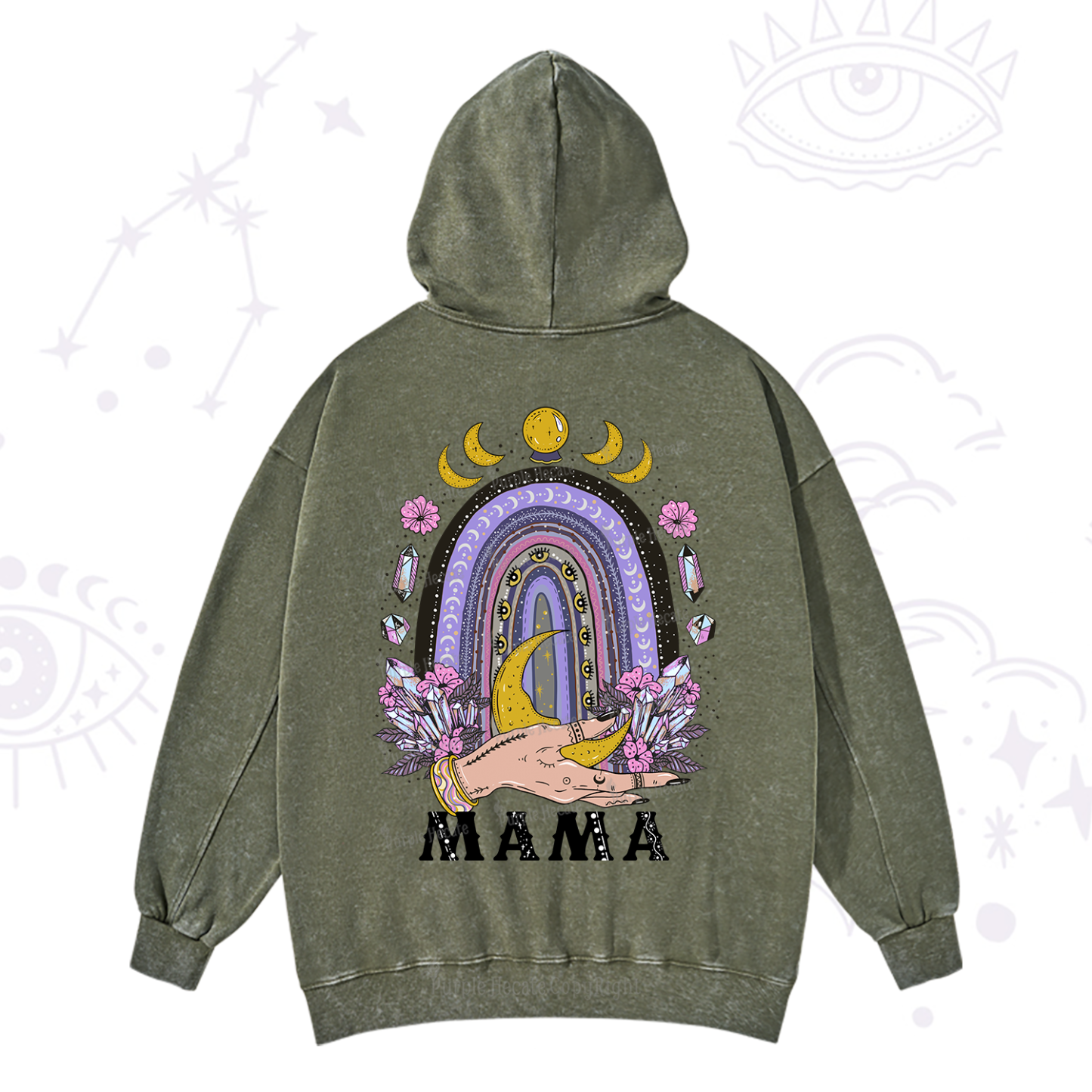 Purplehecate Gothic Mama Rainbow Washed Hoodie
