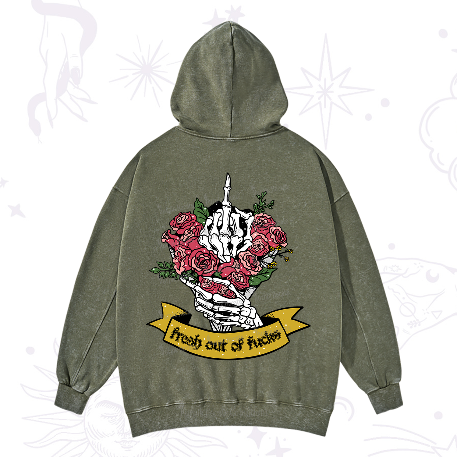 Purplehecate Fresh Out Of Fucks Washed Hoodie