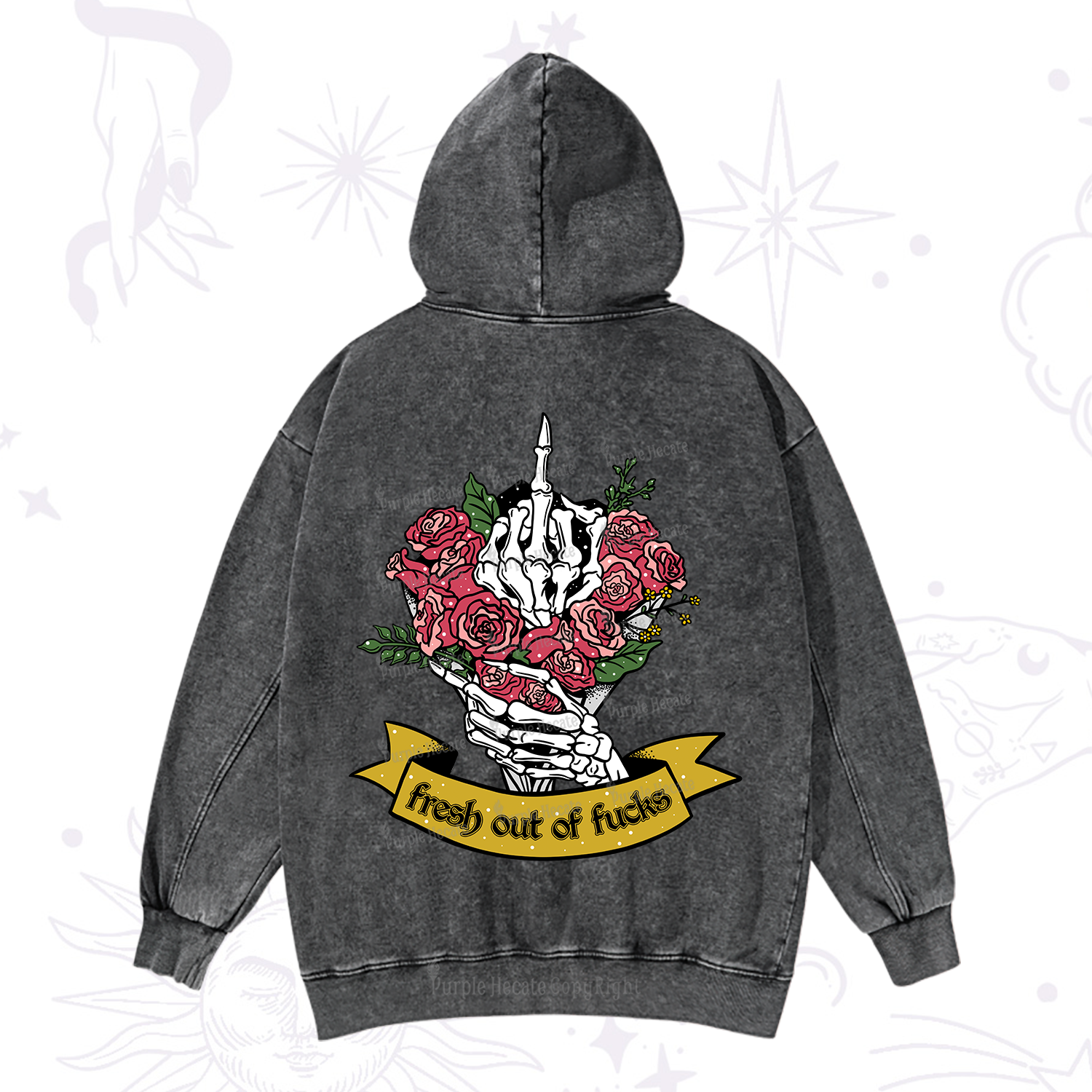 Purplehecate Fresh Out Of Fucks Washed Hoodie
