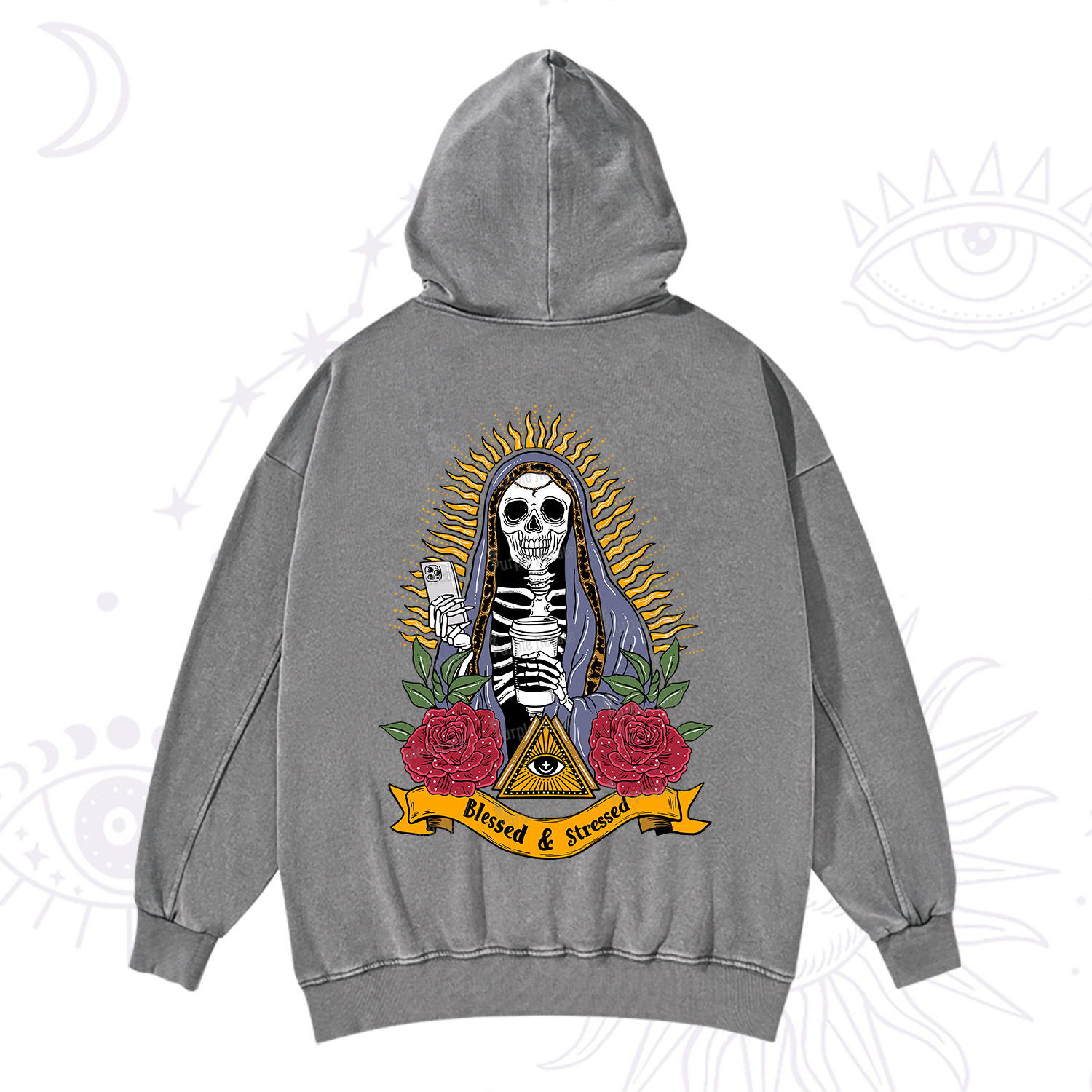 Purplehecate Blessed And Stressed Washed Hoodie
