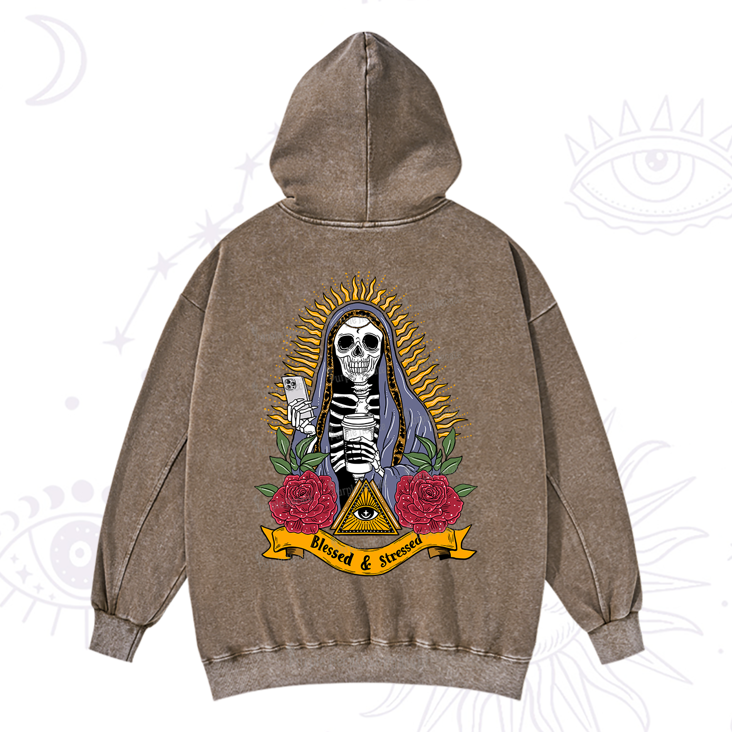 Purplehecate Blessed And Stressed Washed Hoodie