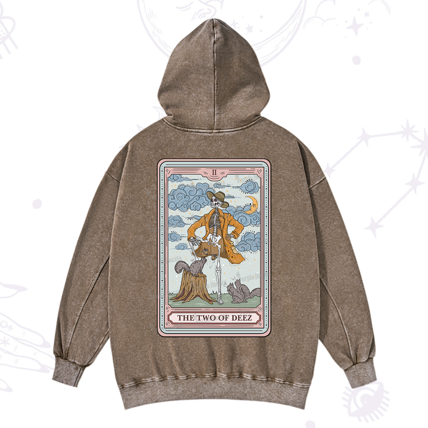 Purplehecate The Two Of Deez Tarot Washed Hoodie