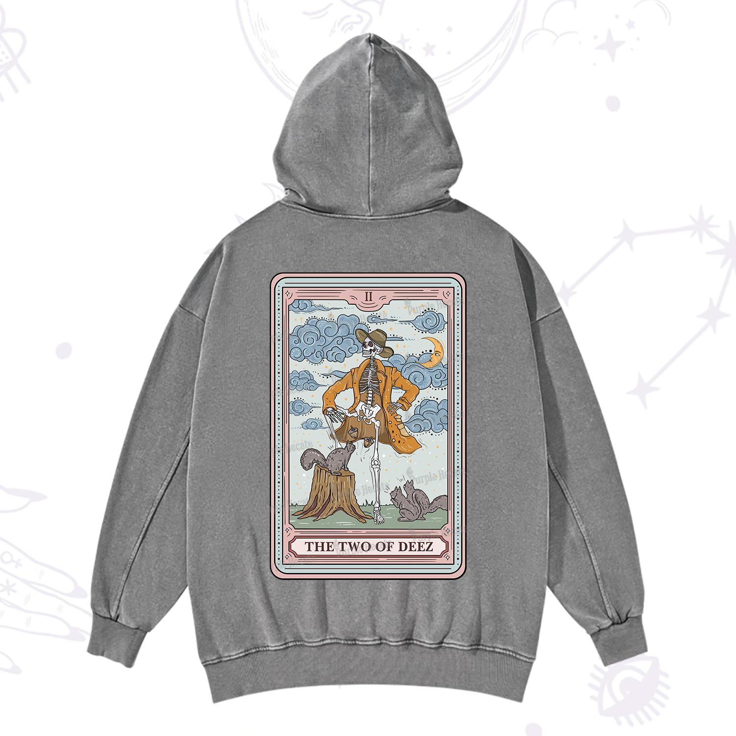 Purplehecate The Two Of Deez Tarot Washed Hoodie