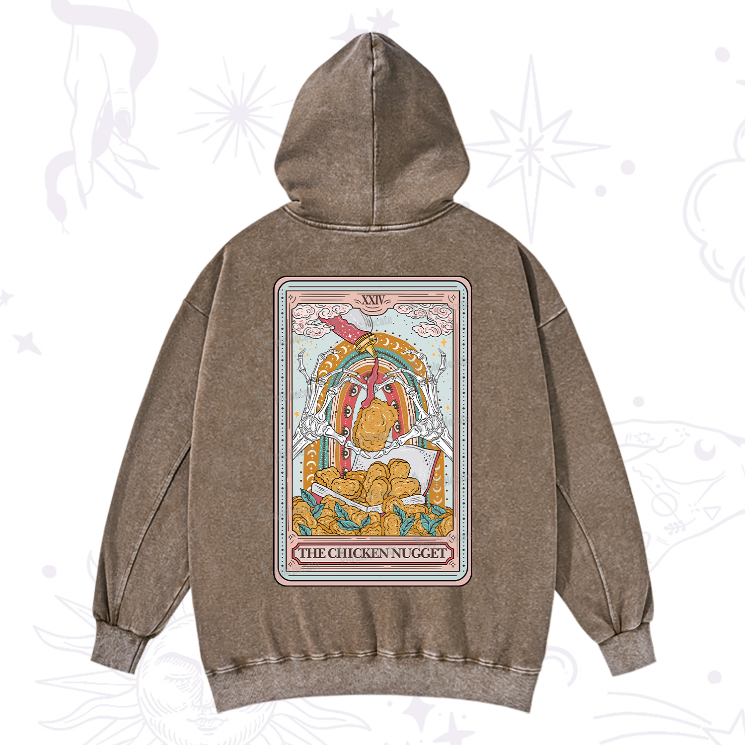 Purplehecate The Chicken Nugget Food Tarot Washed Hoodie