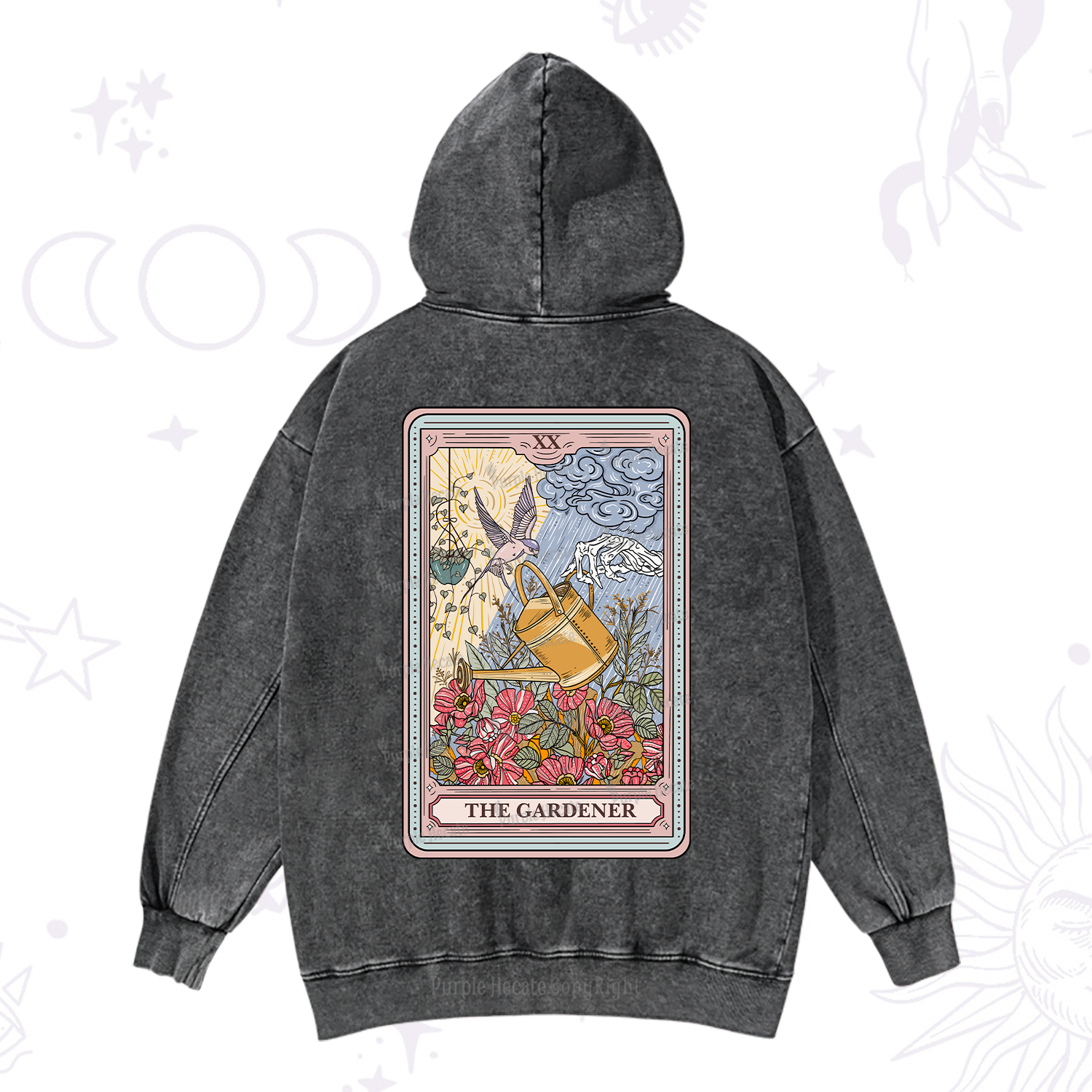 Purplehecate The Gardener Tarot Washed Hoodie