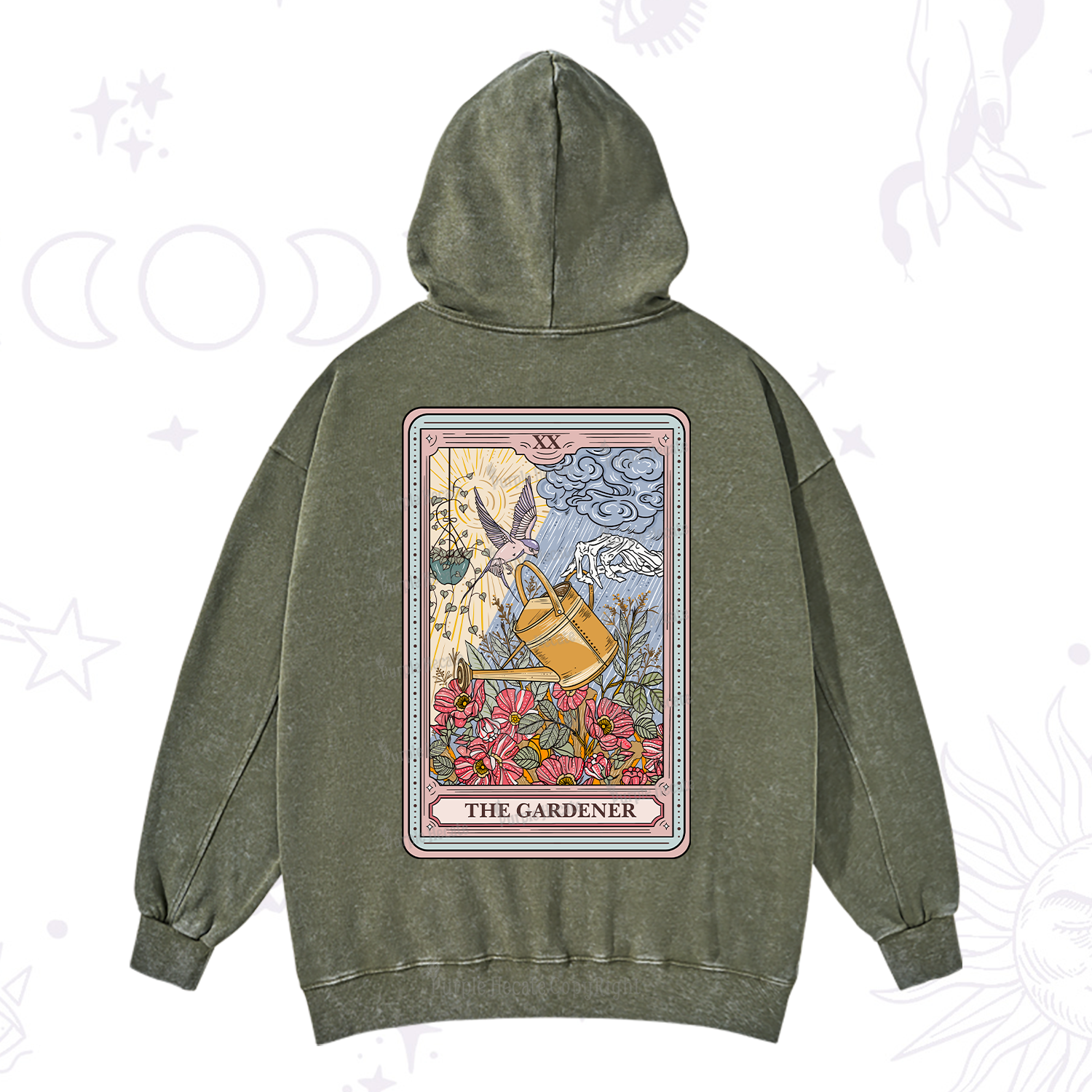 Purplehecate The Gardener Tarot Washed Hoodie